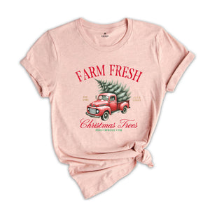 Farm Fresh Christmas Shirt, Holiday Shirt, Cute Christmas Shirt, Christmas Trees Holiday Shirt, Christmas Truck Shirt