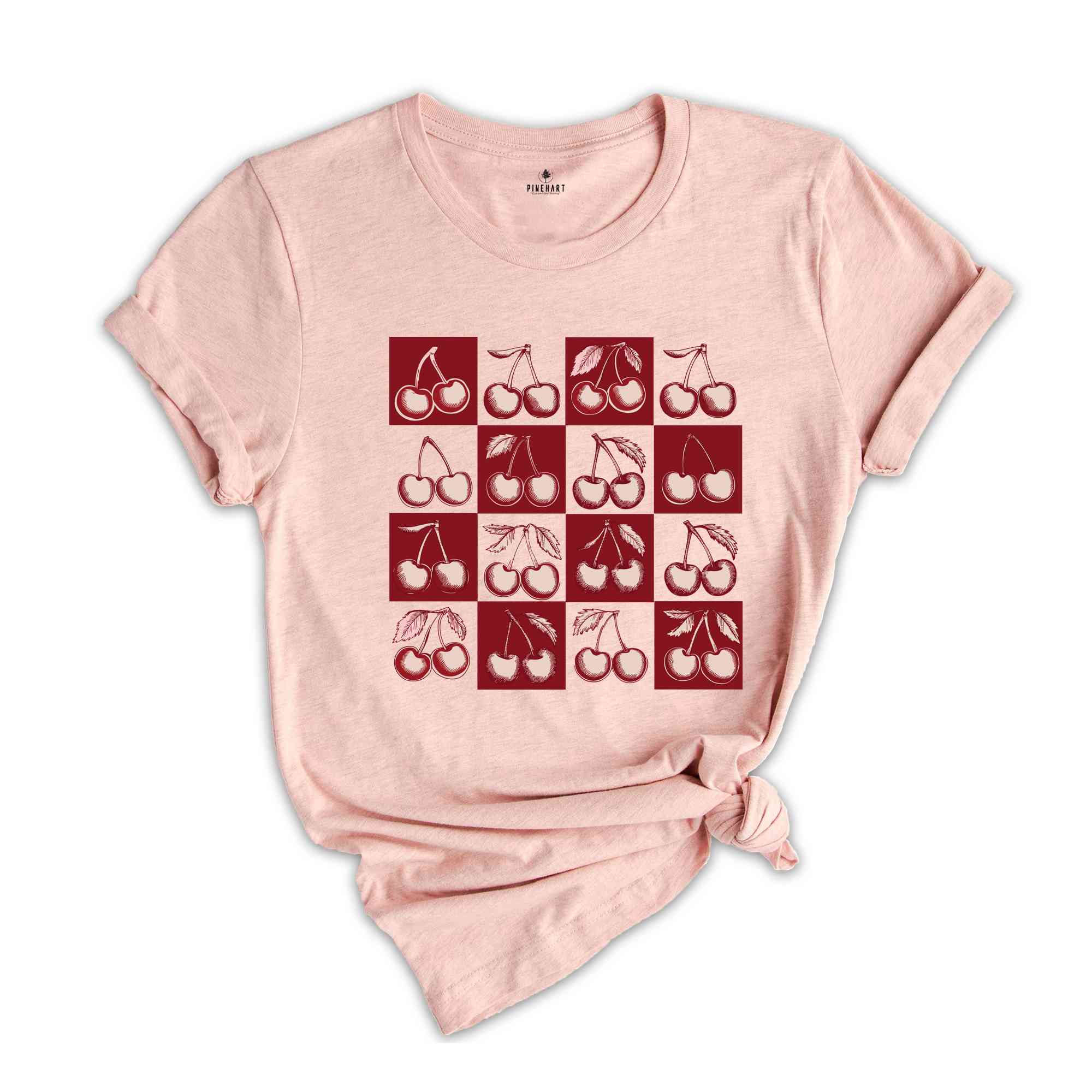 cherry Checkered Shirt, cherry Fruit Shirt, cherry garden foodie lover T-shirt, Cherry Picking Season Shirt