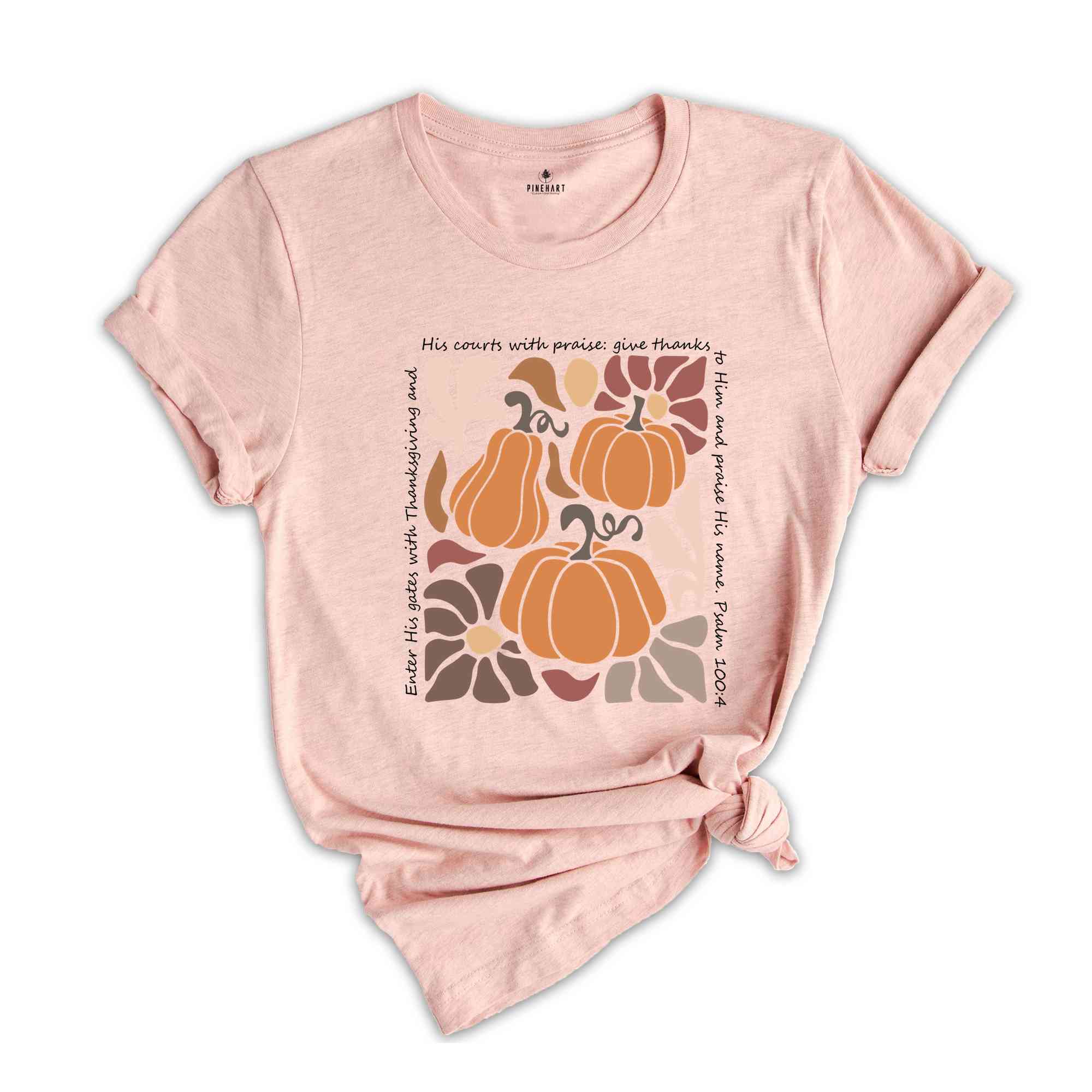 Floral Pumpkin Thanksgiving Shirt, Gift For Christians, Bible Verse Thanksgiving Shirt, Boho Christian Shirt, Autumn Season Tee