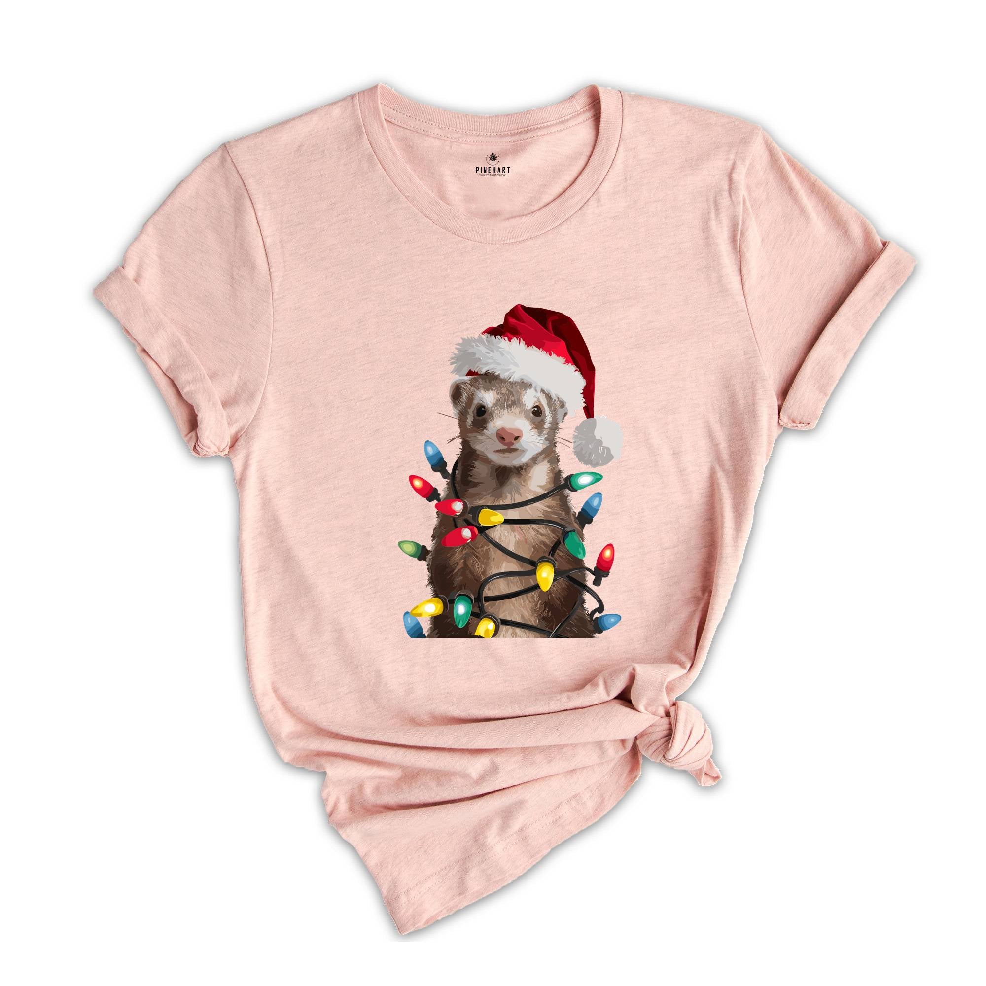 Ferret Christmas Lights Shirt, Funny Christmas T-Shirt, Xmas Party Shirt, Family Christmas Shirt, Holiday Tee, Gift For Christmas