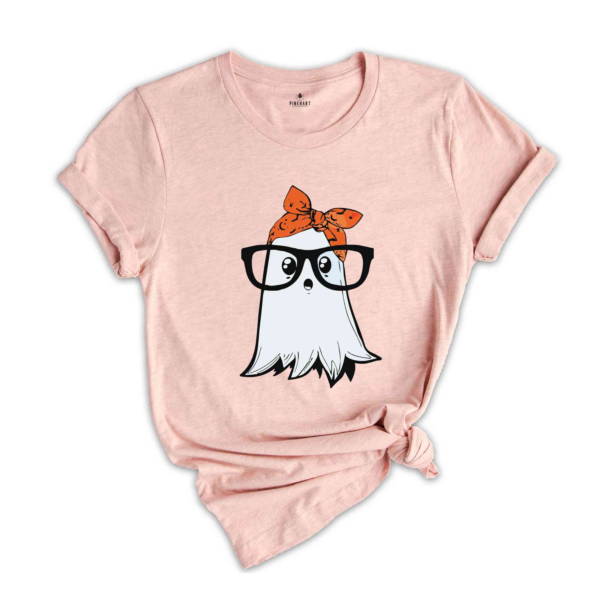 Funny Cute Ghost with Glasses Halloween T-Shirt, Spooky Ghost Tee, Funny Halloween Shirt, Cute Halloween Party Shirt