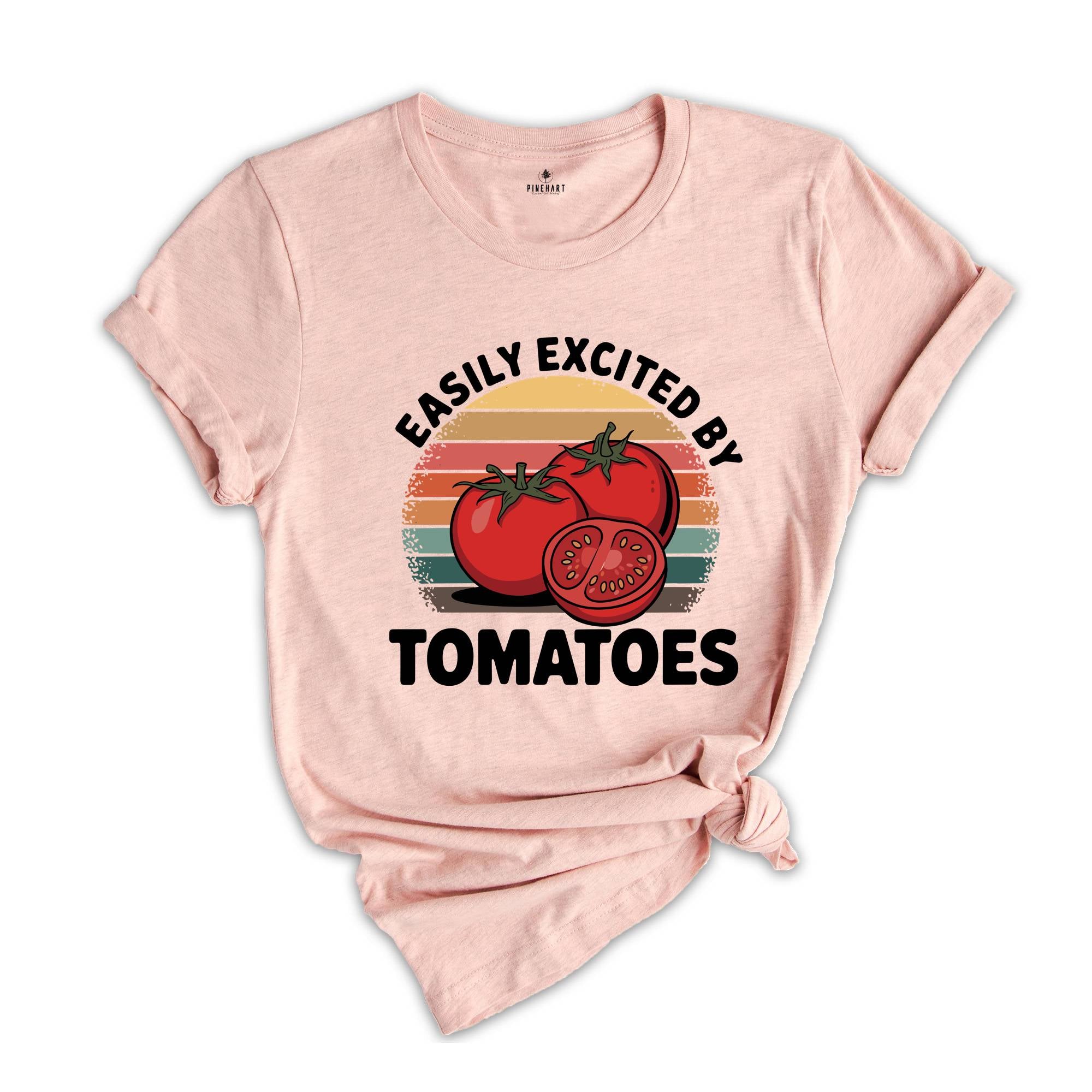 Easily Excited By Tomatoes Shirt, Tomato Gifts, Funny Tomato Shirt, Tomato Farm Shirt, Tomato Fruit Shirt, Tomato Shirt, Tomato Day