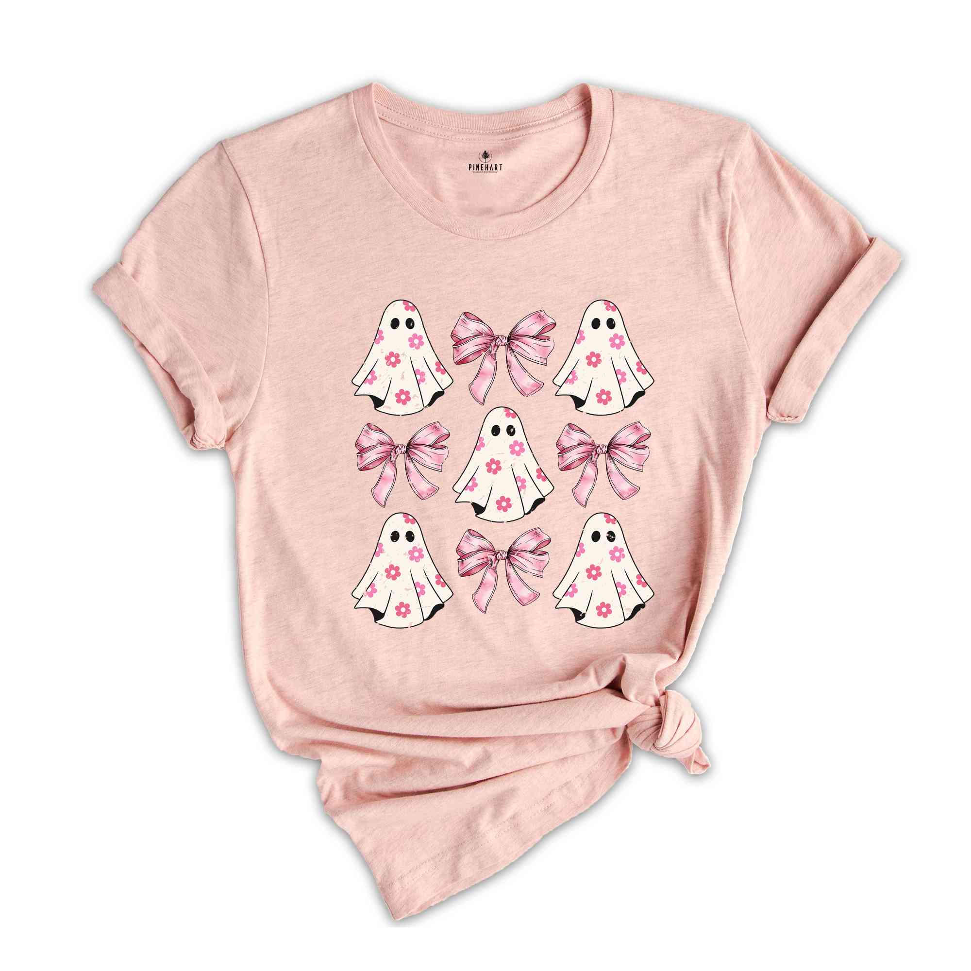 Coquette Halloween Shirt, Coquette Pink Bow Ghost, Cute Ghost Shirt, Pink Coquette Halloween Shirt, Pink Spooky Vibes Shirt