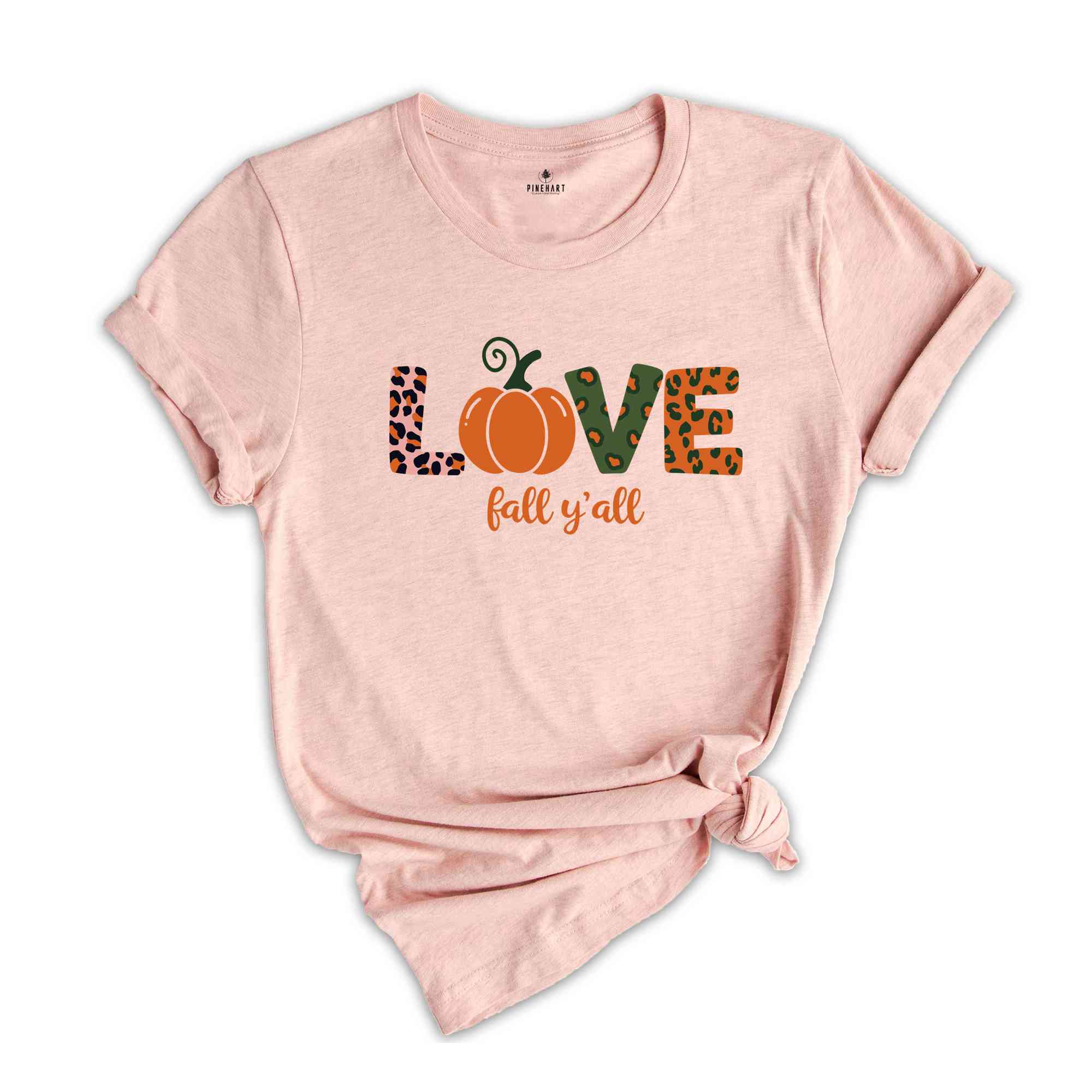 Love Fall Y'All Shirt, Leopard Fall Shirt, Thanksgiving, Pumpkin Shirt, Fall Vibes, Peace Love Thanksgiving, Family Thanksgiving Shirt