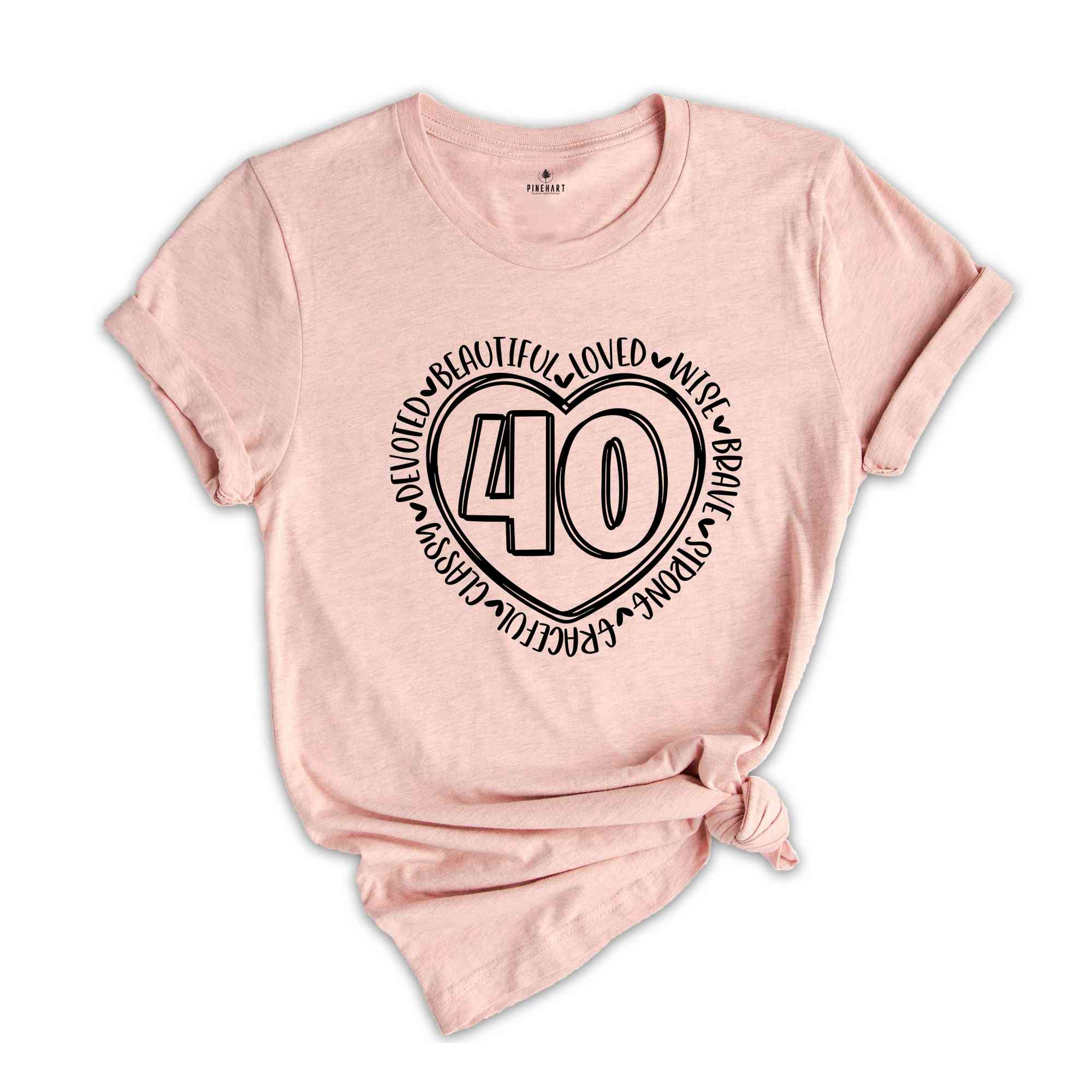 40th Birthday Shirt, Heart Birthday Shirt, Birthday Party Shirt, 40th Birthday Gift Women, Hello Forty Shirt, 40th Birthday Apparel