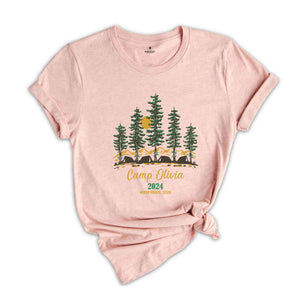 Custom Camp Shirt, Personalized Camp Crew T-Shirt, Camping Family Matching Tee, Outdoor Mountain Bridal Party Shirt, Vacation Gift