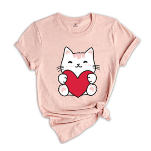 Cat Valentine Day Shirt, Valentines Day Gift, Cat Lover Tee, Cat Mom Tshirt, Valentine Cat Lover Shirt