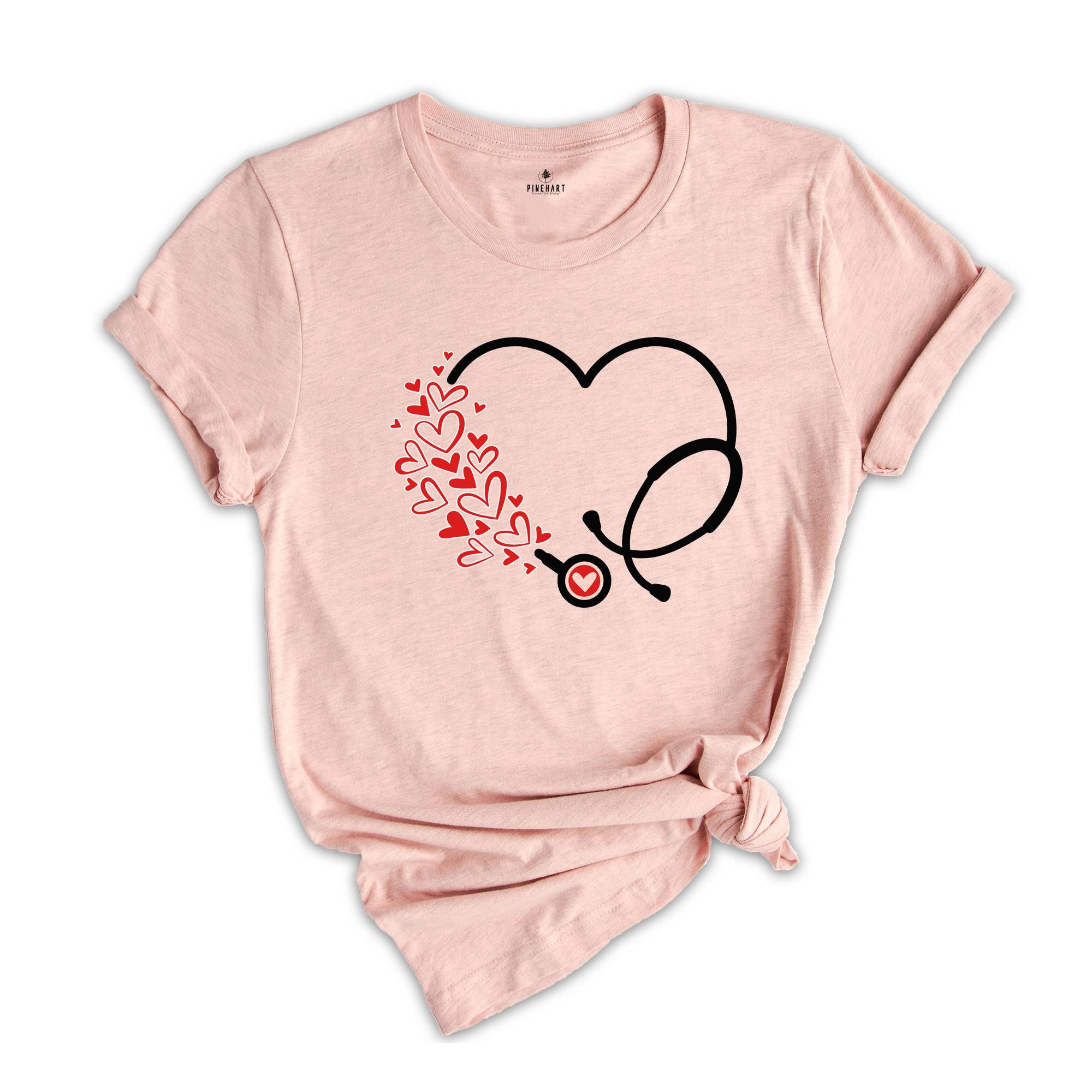 Valentine's Day Stethoscope Shirt, Valentine Nurse Tee, Valentine Doctor Tshirt, Heart Stethoscope, Valentine Day Nurse Gift