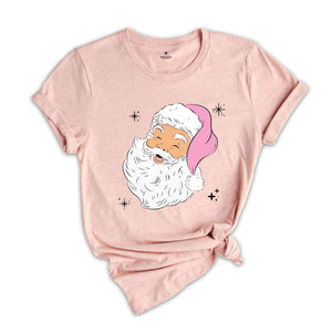 Retro Pink Christmas Santa Shirt, Pink Santa Hat Shirt, Retro Christmas Santa, Pink Christmas, Vintage Santa Shirt