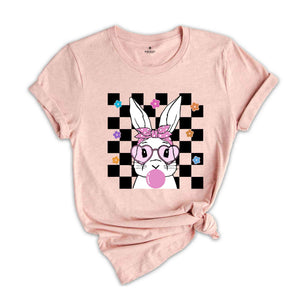 Cute Bunny With Bandana Glasses Bubblegum Shirt, Rabbit Shirt, Easter Rabbit Shirt, Funny Easter Shirt