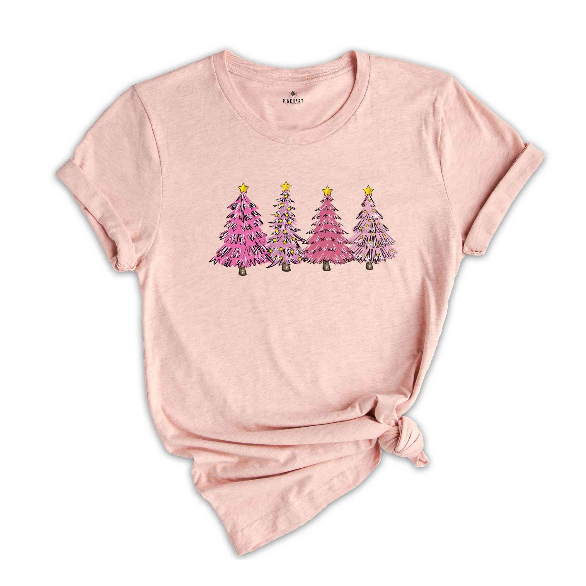 Pink Christmas Tree Shirt, Xmas Trees Shirt, Gift for Christmas, Cute Christmas Shirt, Christmas Party Tee