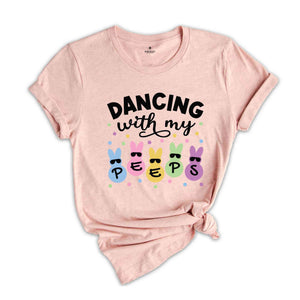 Dancing With My Peeps Shirt, Dancing Bunny with Sunglasses T-Shirt, Easter Bunny Shirt, Easter Day Gift, Easter Kids T-Shirt