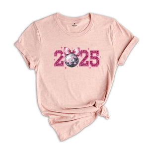 2025 New Years Shirt, Disco Ball T-Shirt, Disco Bow Shirt, Happy New Year 2025 Shirt, Happy New Year Tee