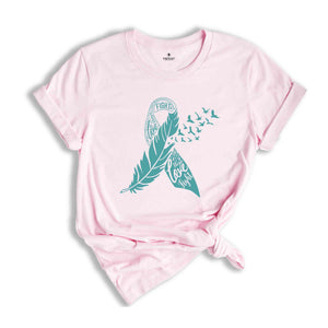 Ovarian Cancer Awareness, Ovarian Cancer T-Shirts, Ribbon Graphic Tees, Ovarian Cancer Survivor Gift