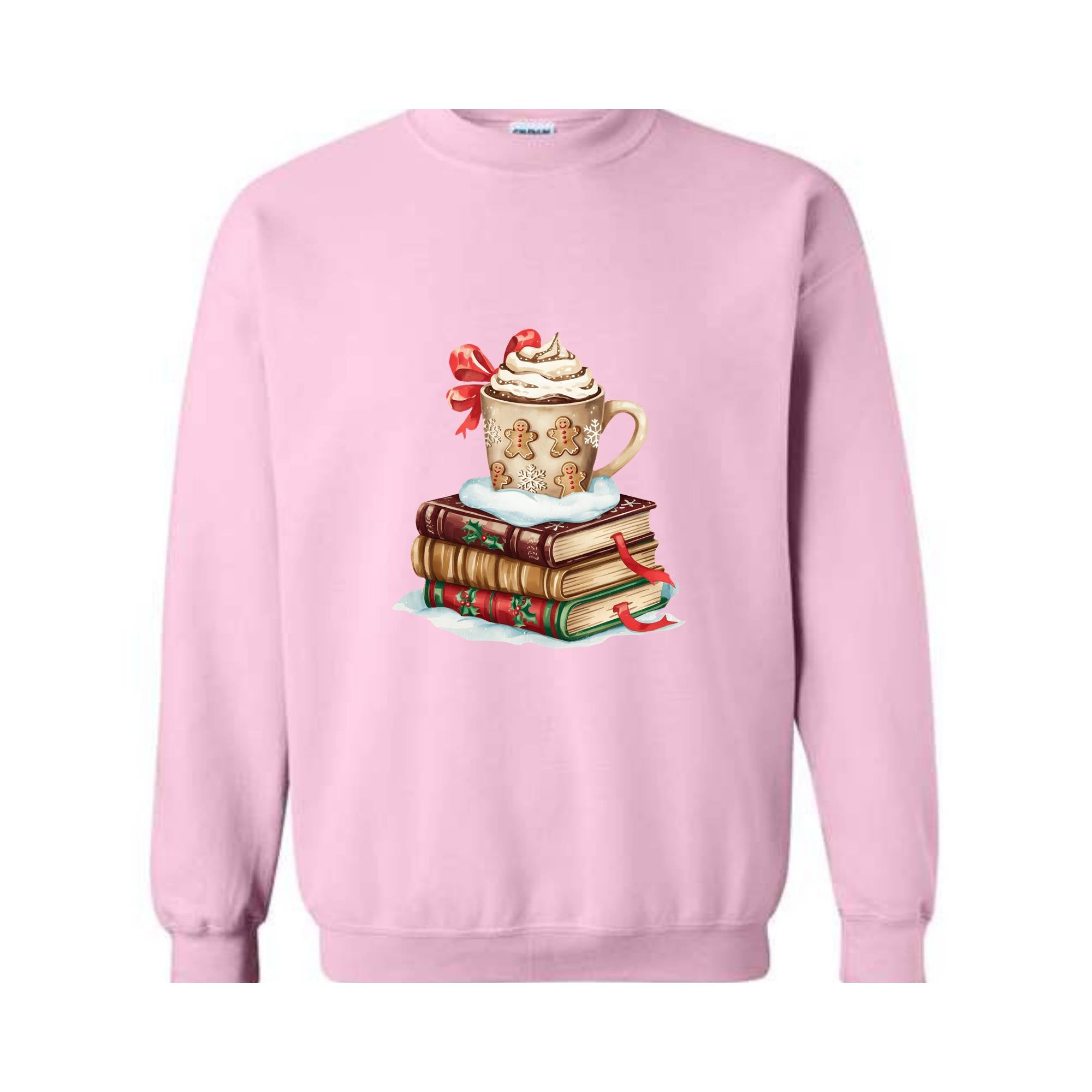 Christmas Book and Coffee Sweatshirt, Christmas Teacher Sweater, Bookish Sweater, Coquette Book Christmas Hoodie