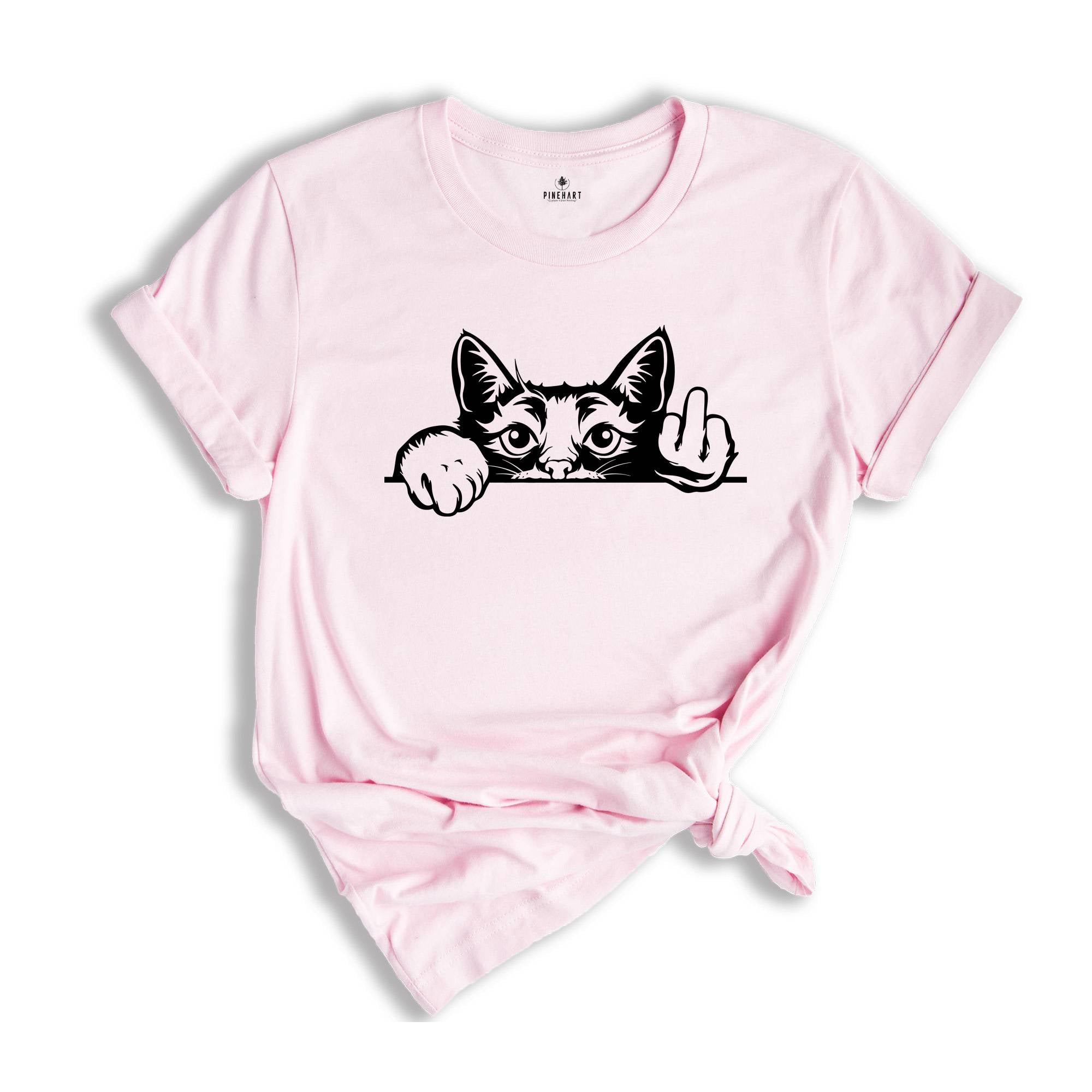 Peeking Cat Middle Finger Shirt, Cute Kitten Shirt, Funny Animal Shirt, Cat Lover Shirt, Cat Peeking Shirt, Crazy Cat Lady