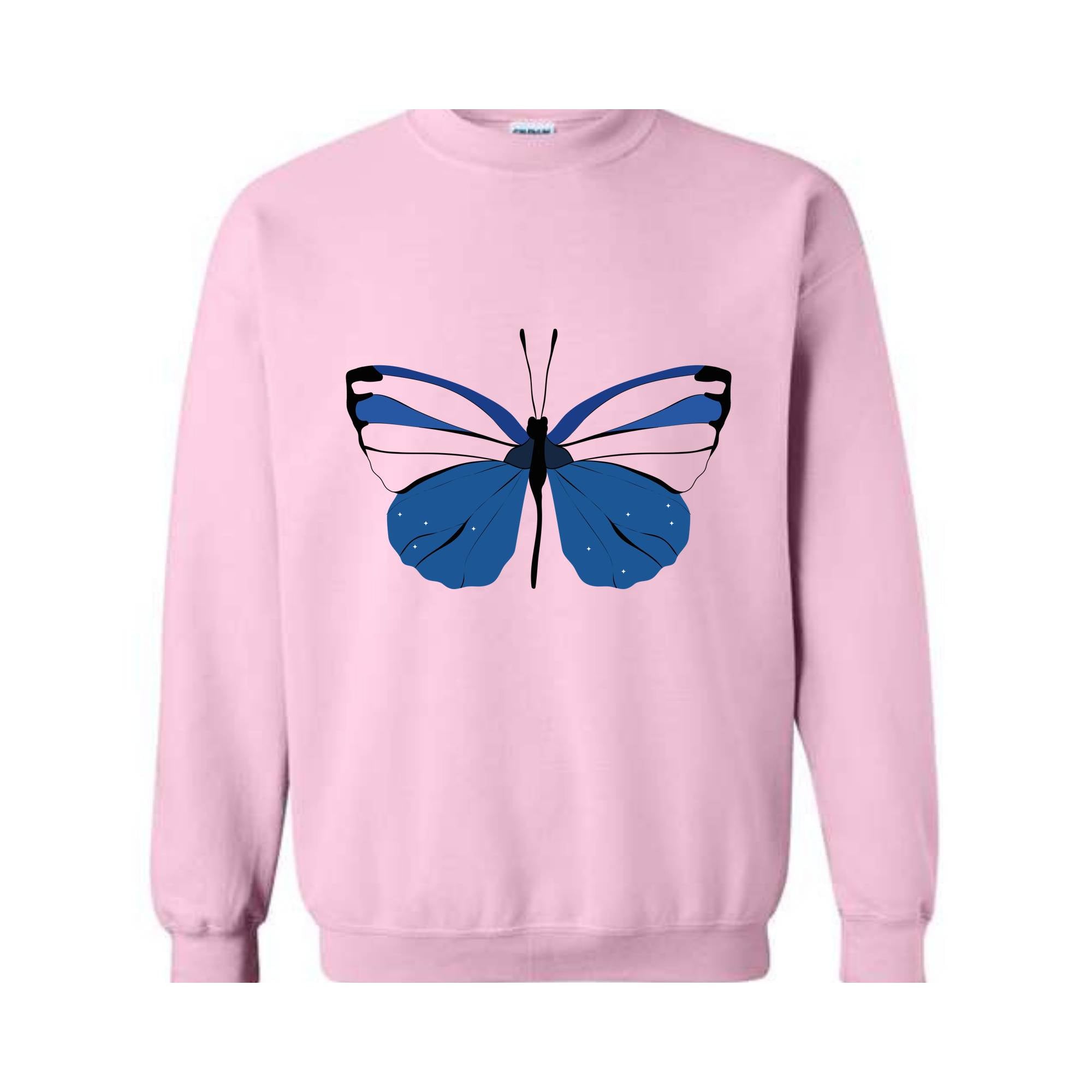 Blue Butterfly Sweatshirt, Butterfly Lover Sweatshirt, Butterfly Hoodie, Butterflies Sweater, Blue Lover Gift, Woman Butterfly Sweatshirt