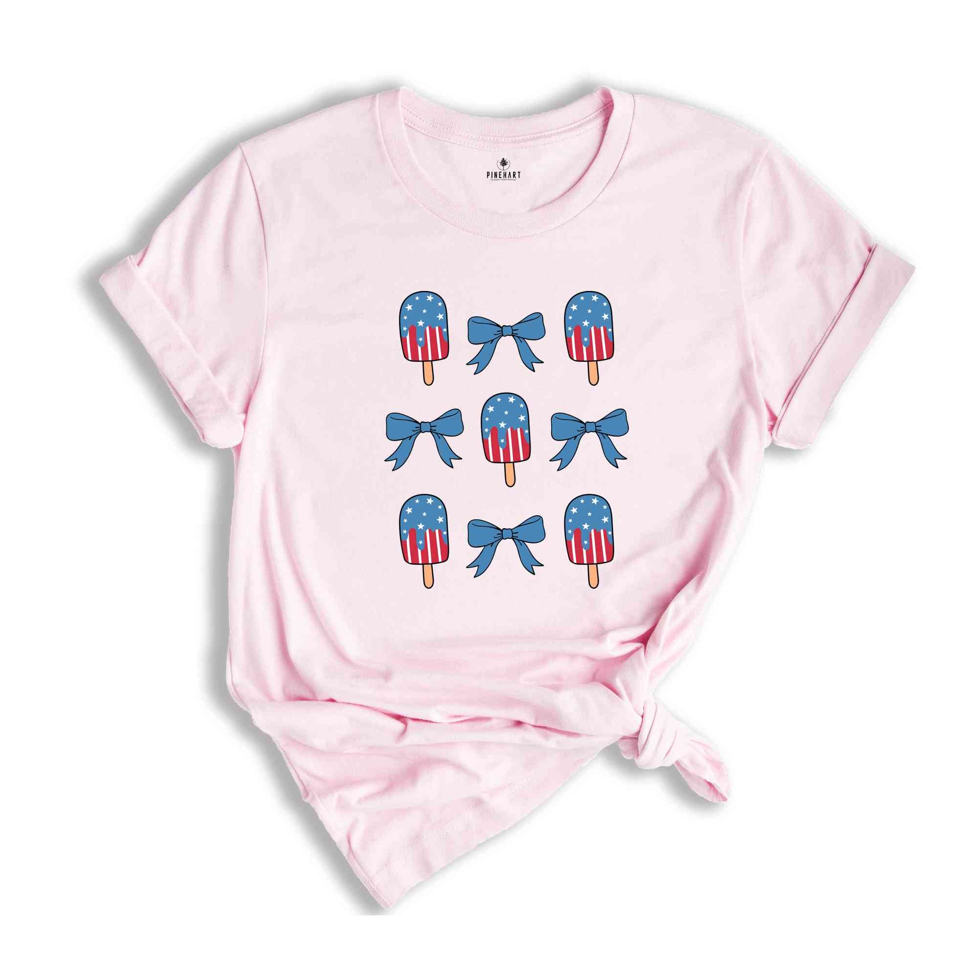 American Bow Shirt, Coquette 4th of July Shirt, America Shirt, Retro 4th of July Shirt, Independence Day Gifts, Patriotic Shirt