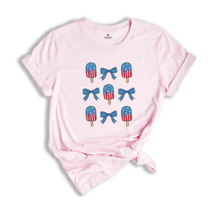 American Bow Shirt, Coquette 4th of July Shirt, America Shirt, Retro 4th of July Shirt, Independence Day Gifts, Patriotic Shirt