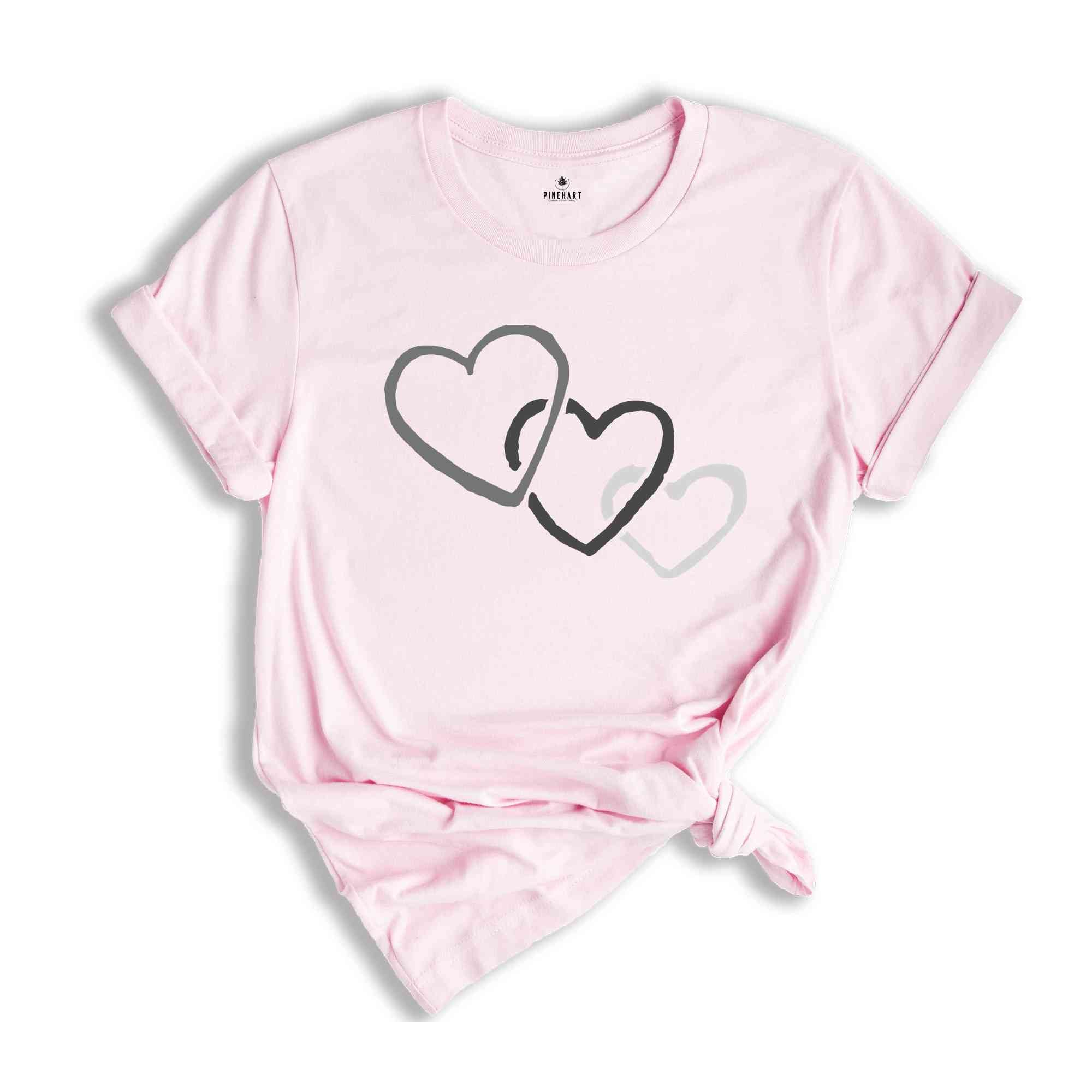 Intertwined Heart T-Shirt, Black and White Hearts Tee, Cute Hearts Shirt, Birthday Gifts, Hearts Shirt