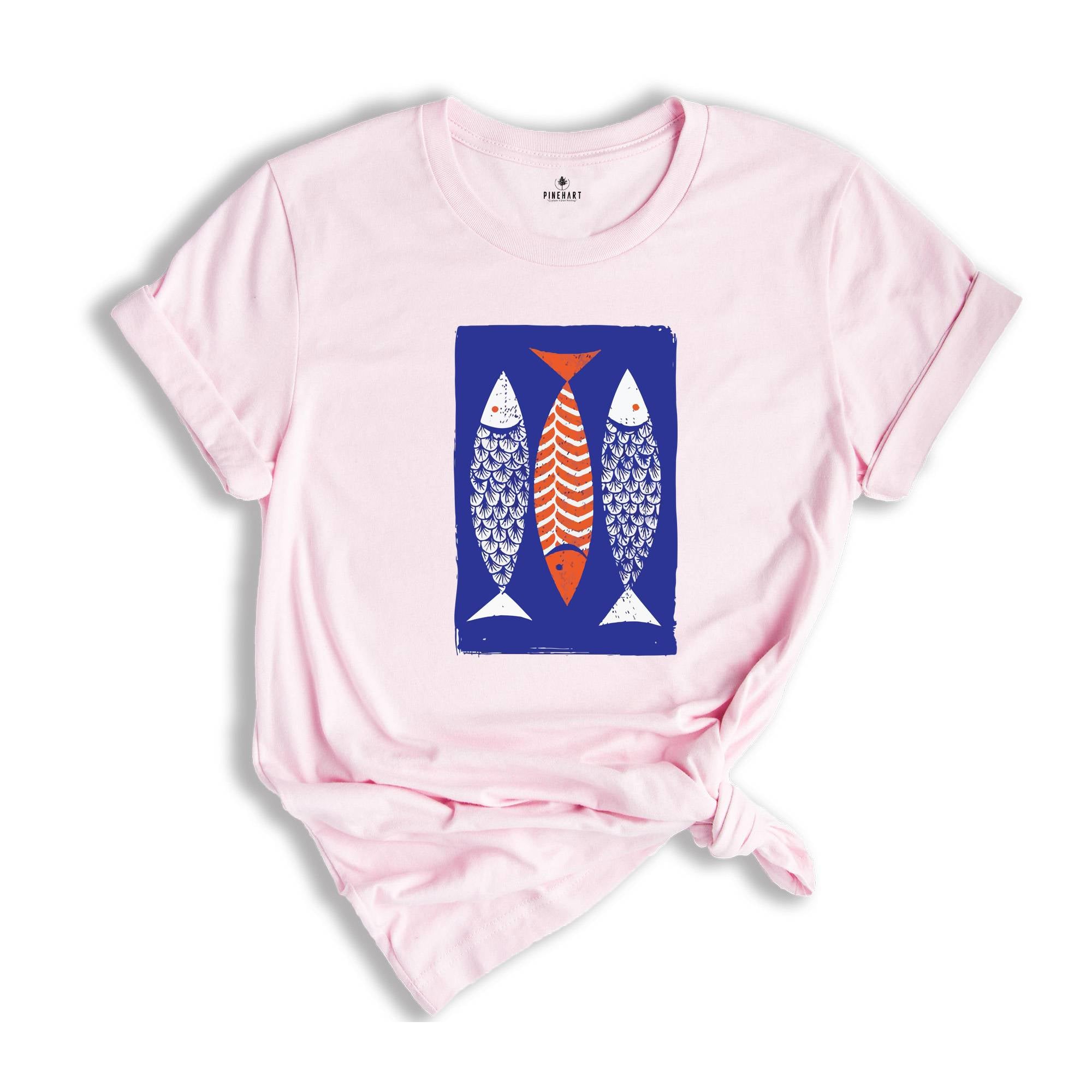 Boho Fishy Shirt, Boho Style Shirt, Fish Sketch Shirt, Retro Boho Shirt, Fishing Lover Shirt