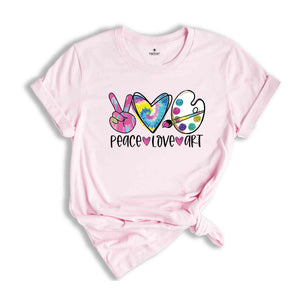 Peace Love Art Shirt, Art Shirt, Art Lover Shirt, Art Teacher Gift, Teacher Shirt, Artist T-Shirt, Art Lover Tee