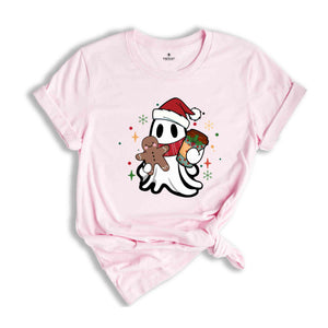 Cute Christmas Ghost With Coffee Shirt, Coffe Lover Christmas Shirt, Ghost Shirt, Cute Christmas Shirt, Christmas Gift, Coffee Shirt