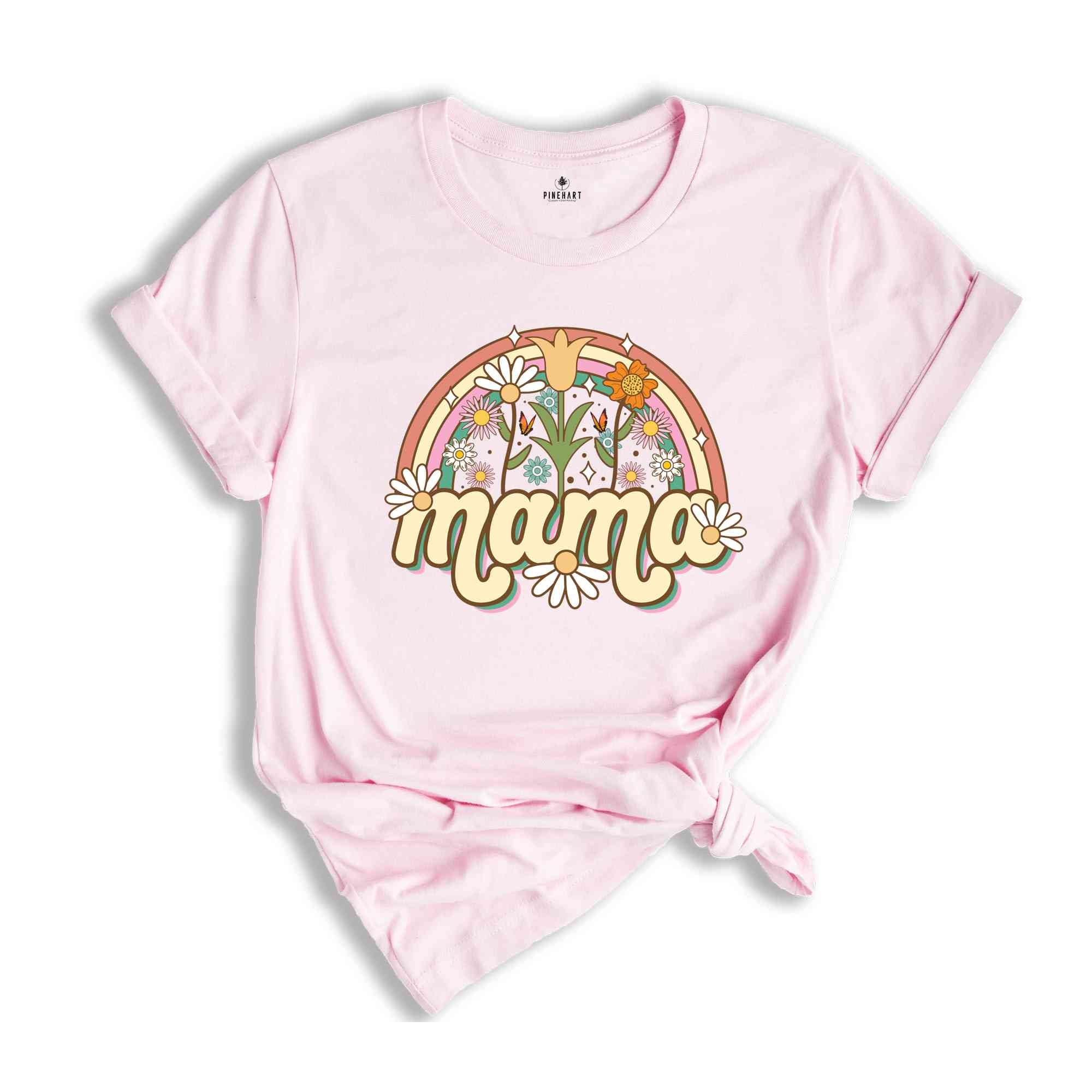 Floral Mother's Day Shirt, Retro Boho Mama Shirt, Mother's Day Shirt, Gift For Mother, Rainbow Shirt, Cute Mother's Day Shirt, Mama Shirt