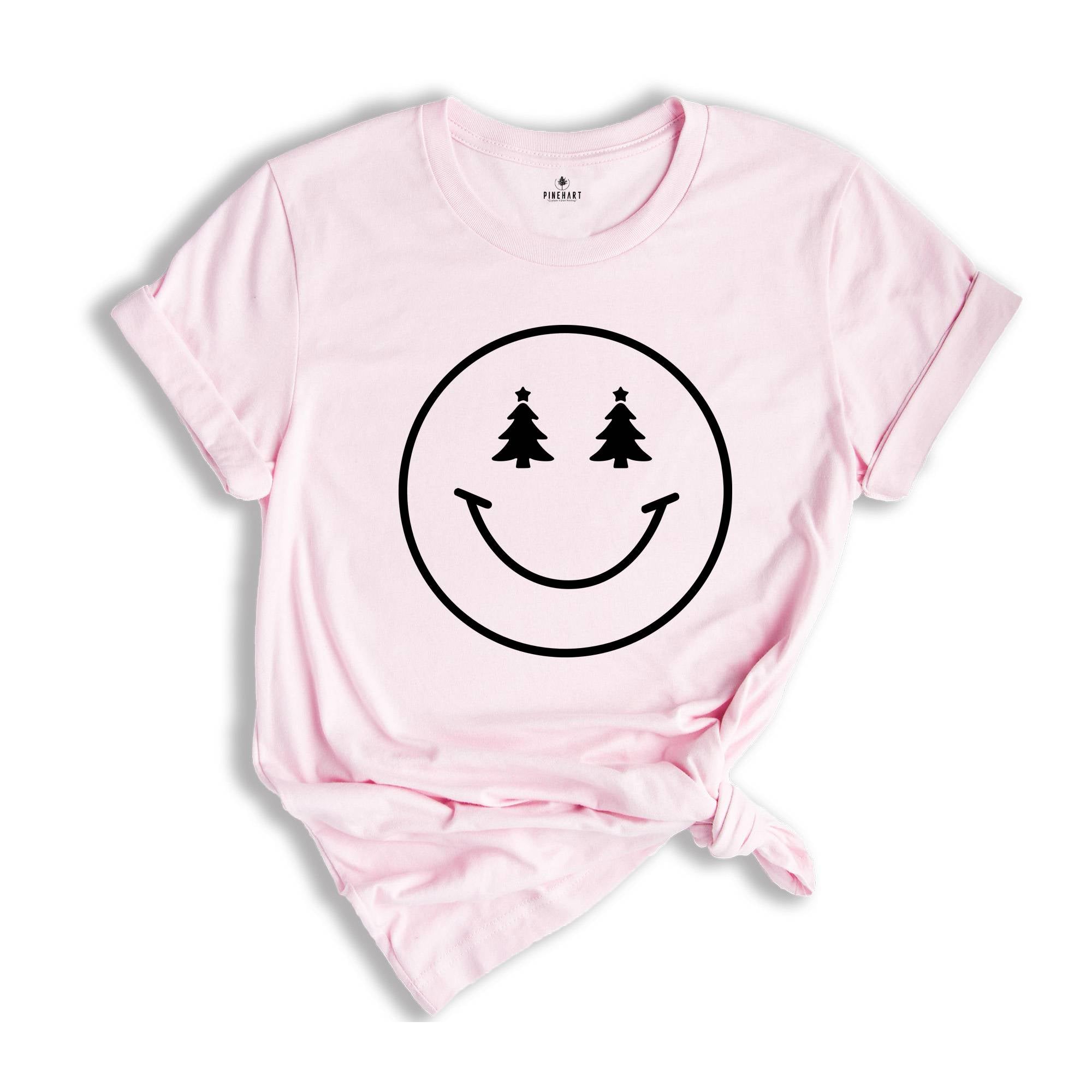 Christmas Happy Face, Smiley Face Shirt, Christmas Tree Shirt, Happy Face Tree, Merry Christmas Tee, Funny Holiday Apparel