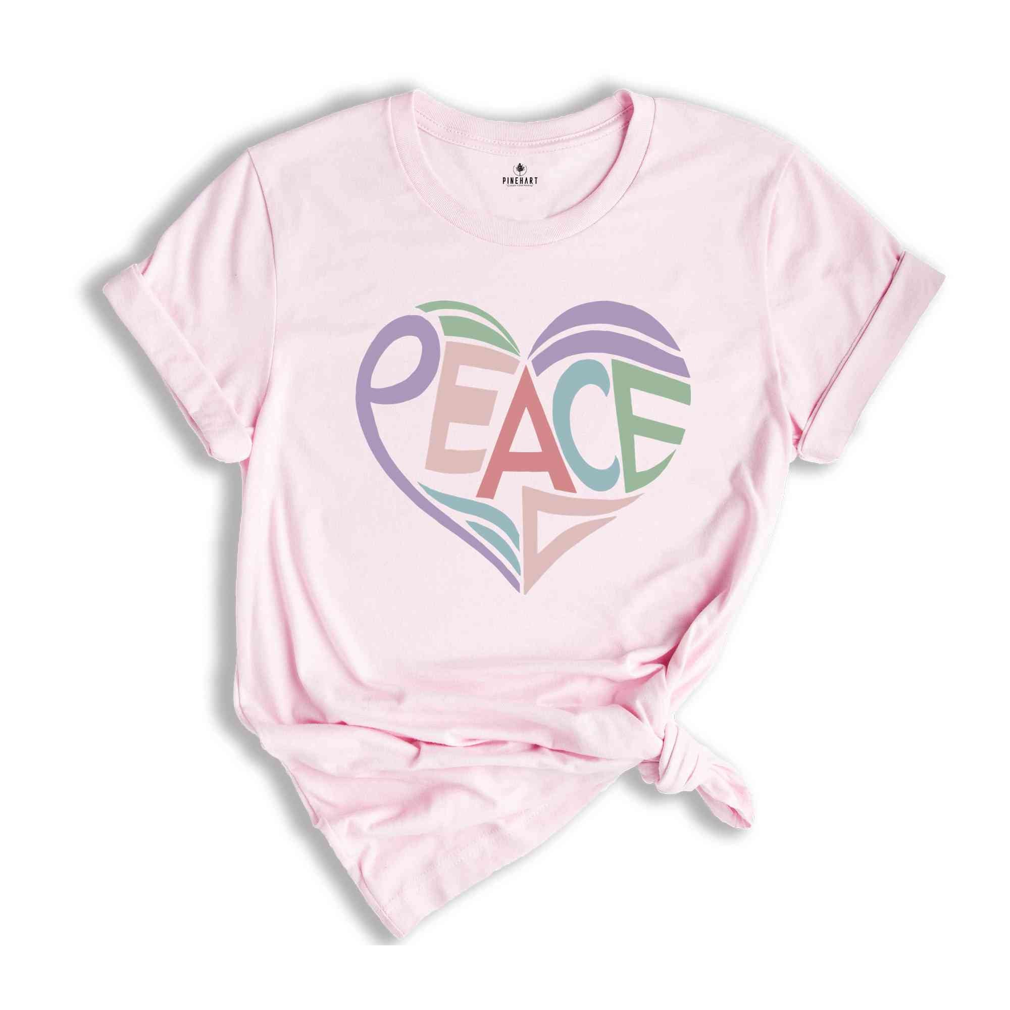 Peace T-Shirt, Peace Heart Shirt, Groovy Shirt, Groovy Peace Shirt, Boho Shirt, Peace Apparel, Boho Style Gifts