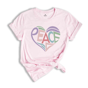 Peace T-Shirt, Peace Heart Shirt, Groovy Shirt, Groovy Peace Shirt, Boho Shirt, Peace Apparel, Boho Style Gifts