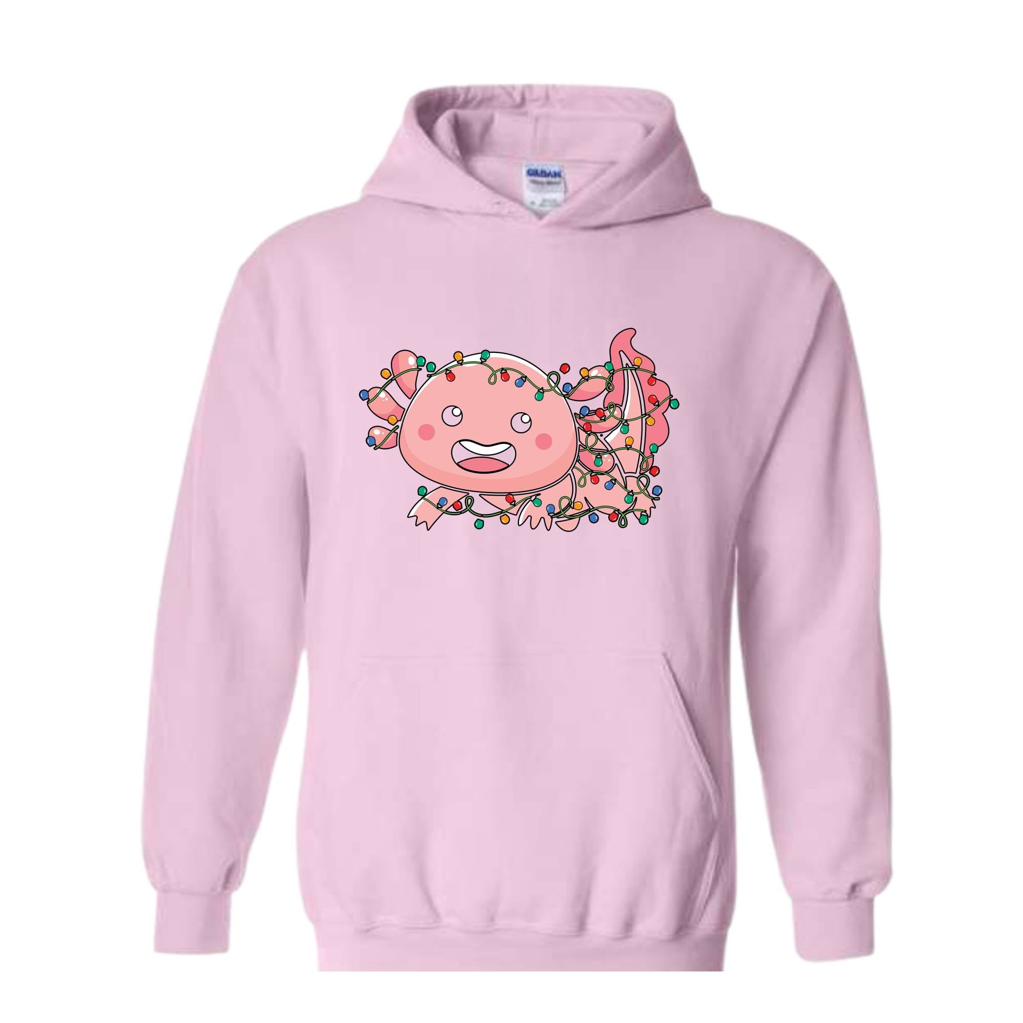 Cute Axolotl Christmas Lights Sweatshirt, Axolotl Lover Sweater, Santa Axolotl Sweatshirt, Axolotl Holiday Sweatshirt