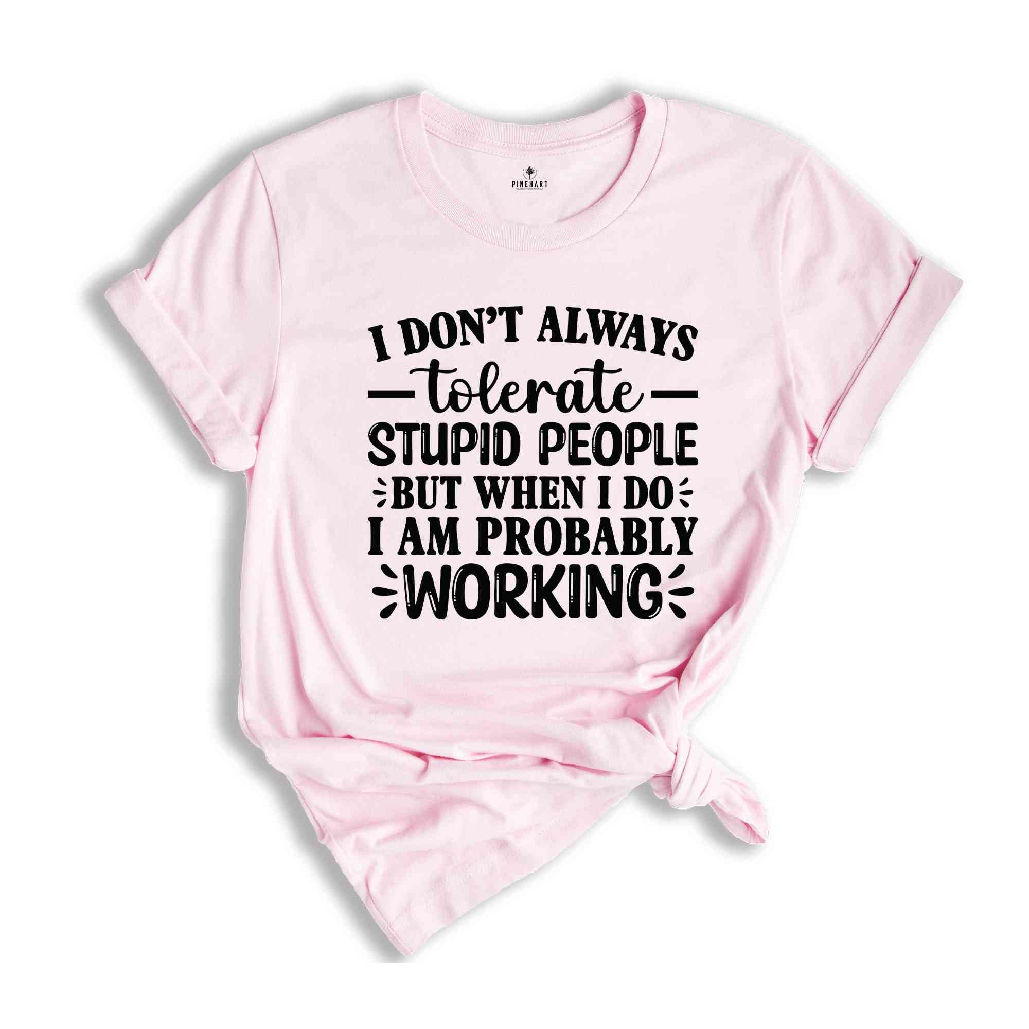 I Don't Always Tolerate Stupid People But When I Do I Am Probably At Work T-Shirt, Funny Work Shirt, Sarcastic Shirts