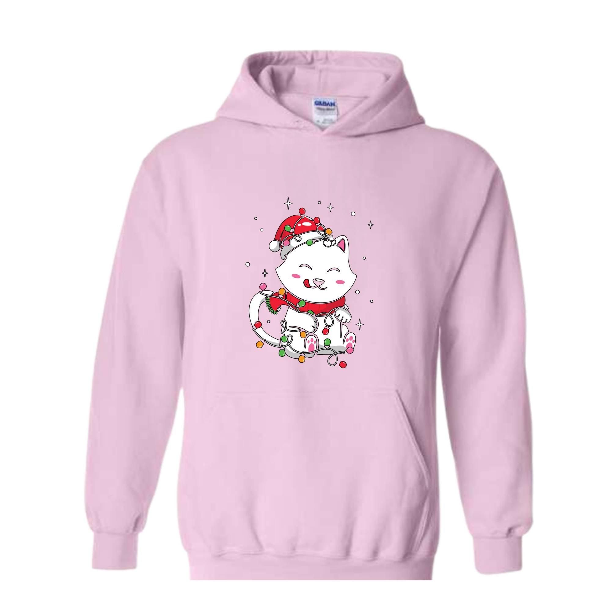 Christmas Lights Cat Sweatshirt, Christmas Cat Mom, Cat Lover Sweatshirt, Meowy Christmas Sweater, Santa Cat Hoodie