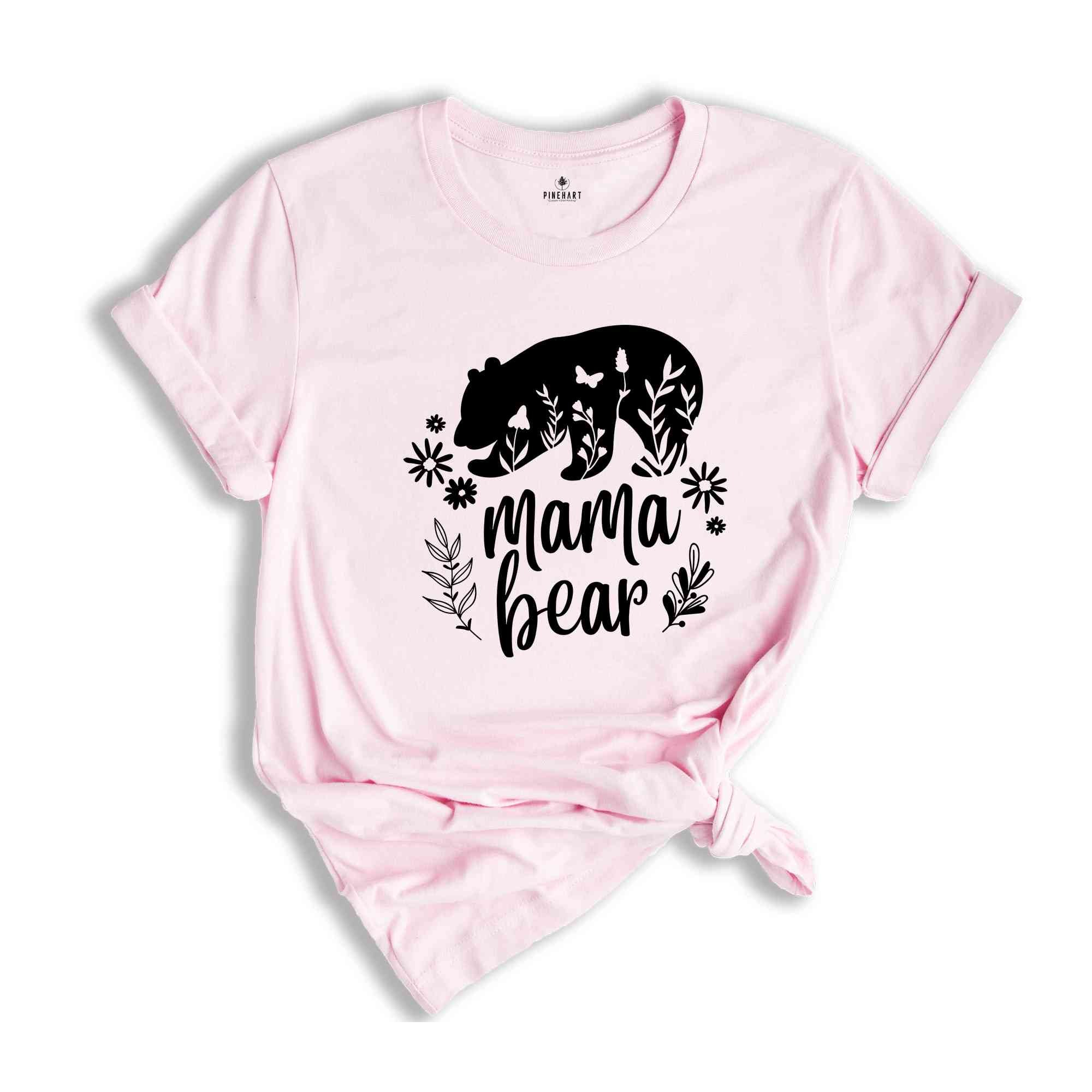 Mama Bear Shirt, Wild Animal Shirt, Gift For Mom, Flower Shirt, Bear Shirt, Floral Bear Shirt, Animal Shirt