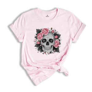 Skeleton shirt, Flowers shirt, Vintage Mom Shirt, Halloween shirt, Halloween Funny Shirt, Spooky Shirt, Pink Roses Shirt, Ghost Shirt