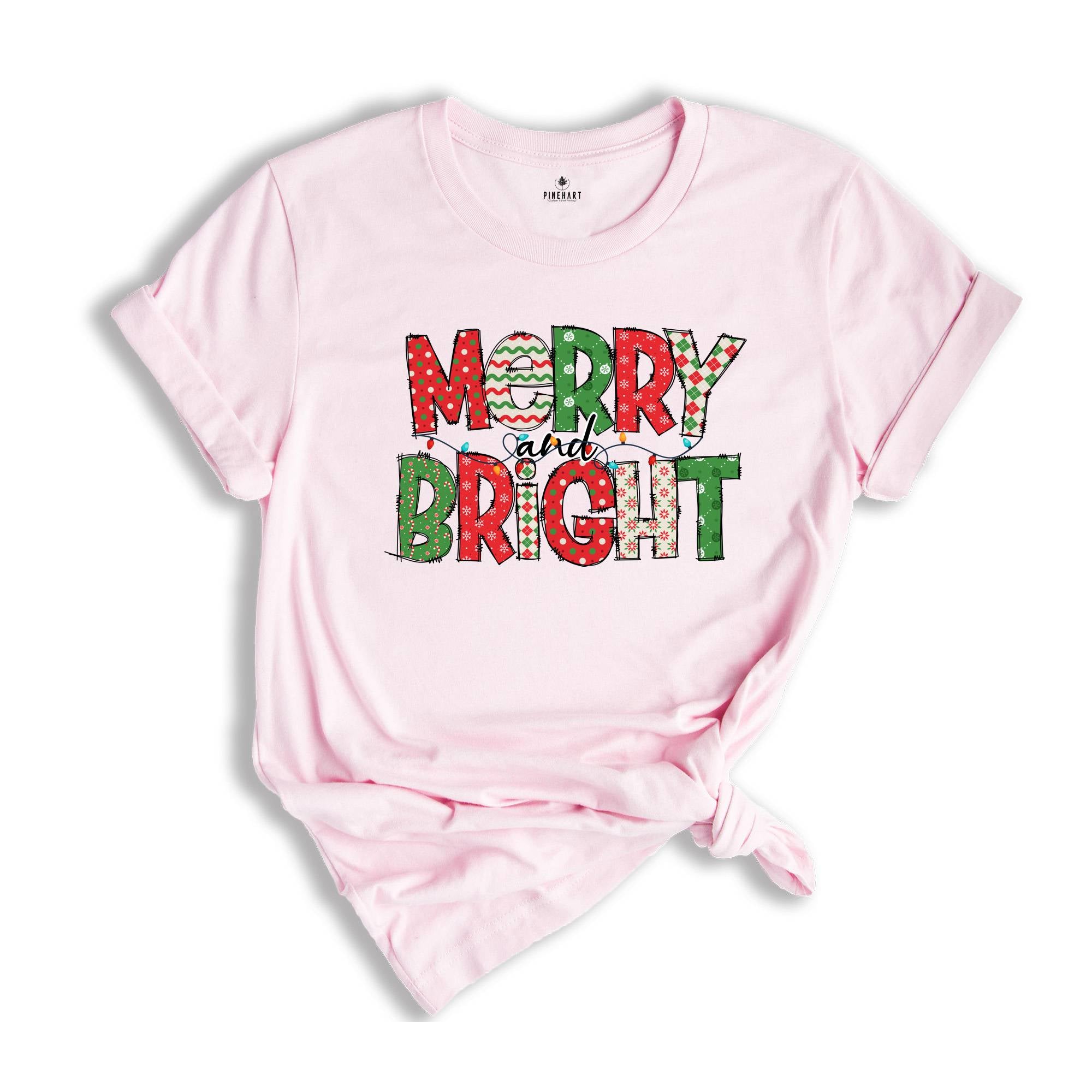 Merry and Bright Shirt, Christmas Shirt, Christmas Clothing, Women Xmas Shirt, Gift For Christmas Shirt