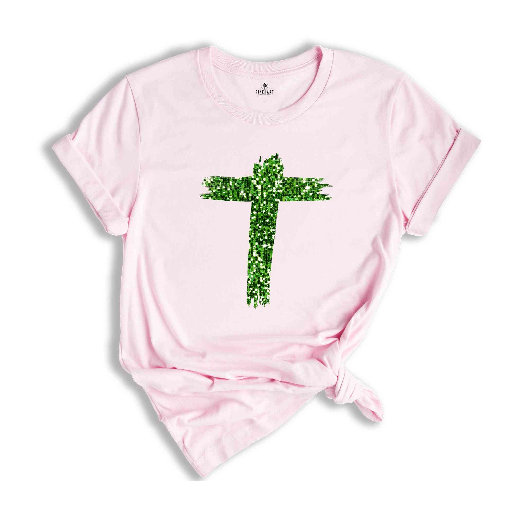 Green Cross Shirt, Christian Cross Shirt, Saint Partricks Day Cross Shirt, Christian Shirt, Christian Cross Tee