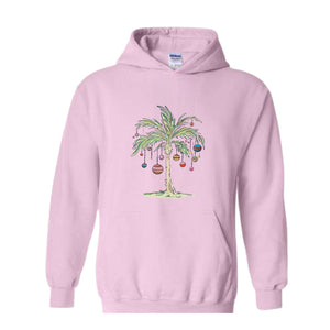 Christmas Palm Tree Hoodie, Tropical Christmas Hoodie, Aloha Christmas Sweater, Holiday Beach Hoodie