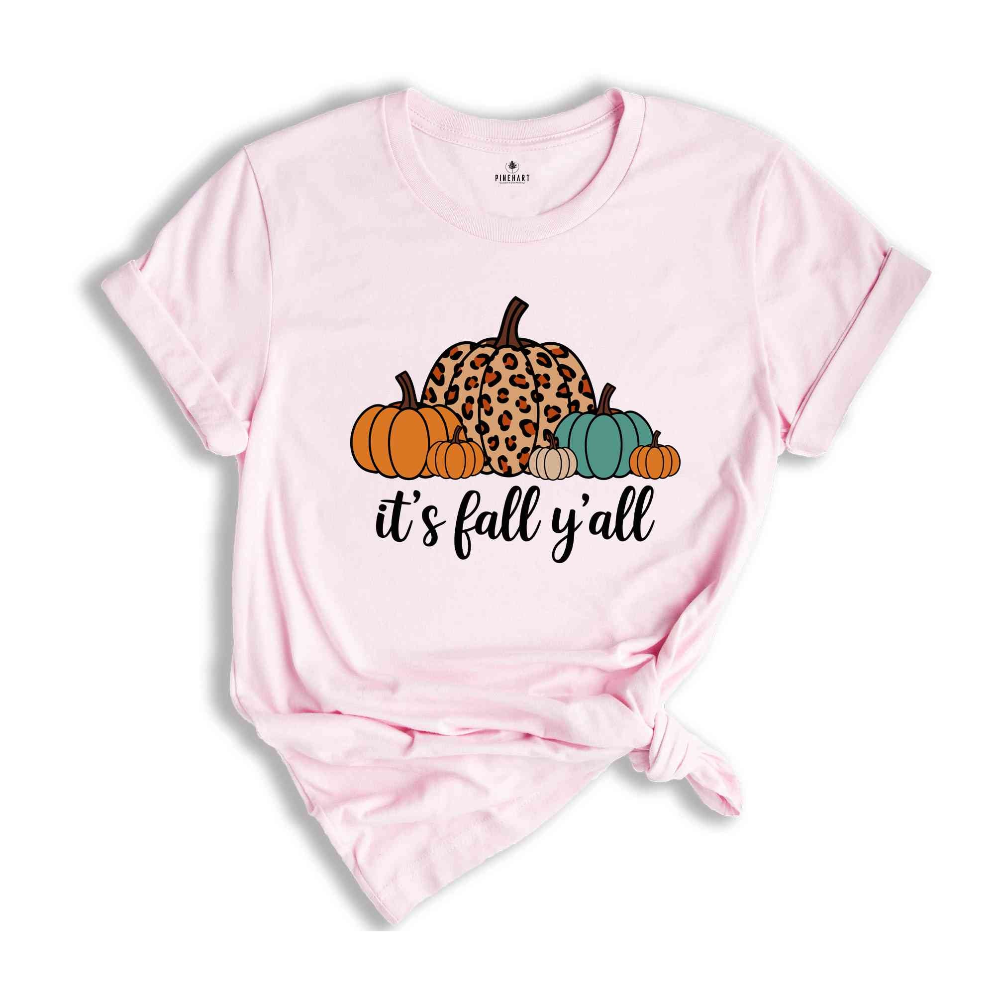 It's Fall Y'all Shirt, Fall Shirt, Pumpkin Shirt, Cute Fall Shirt, Leopard Pumpkin Shirt, Fall Mom Shirt, Fall Teacher Shirt