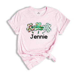 Custom Shamrock Name Shirt, Custom Name St Patrick's Day, Personalized Clover Shirt, Irish Shirt, Lucky Shirt, Shamrock Shirt, Custom Name