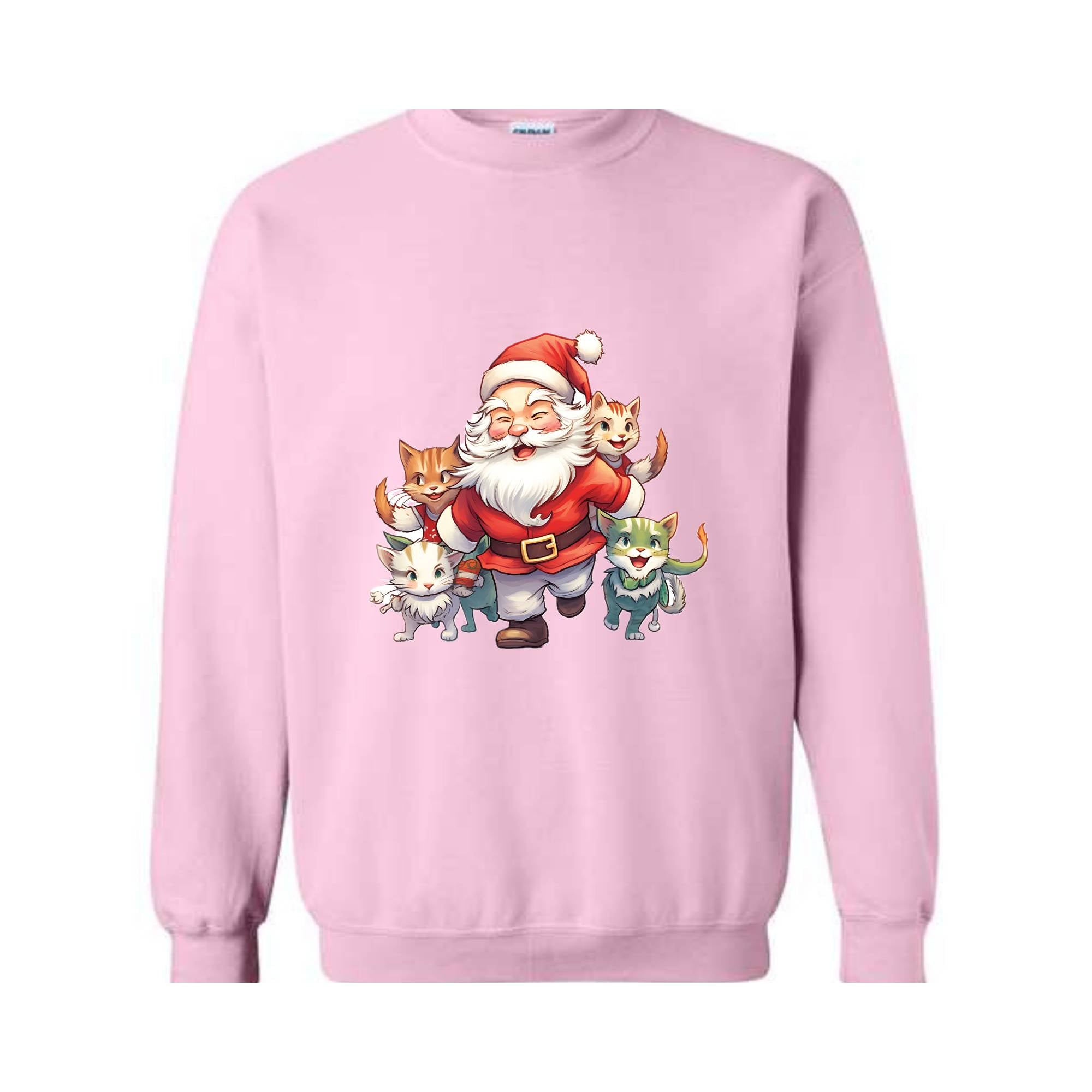 Vintage Santa Cats Christmas Sweatshirt, Retro Christmas Sweatshirt, Vintage Christmas Sweatshirt, Christmas Sweatshirt, Santa Sweatshirt