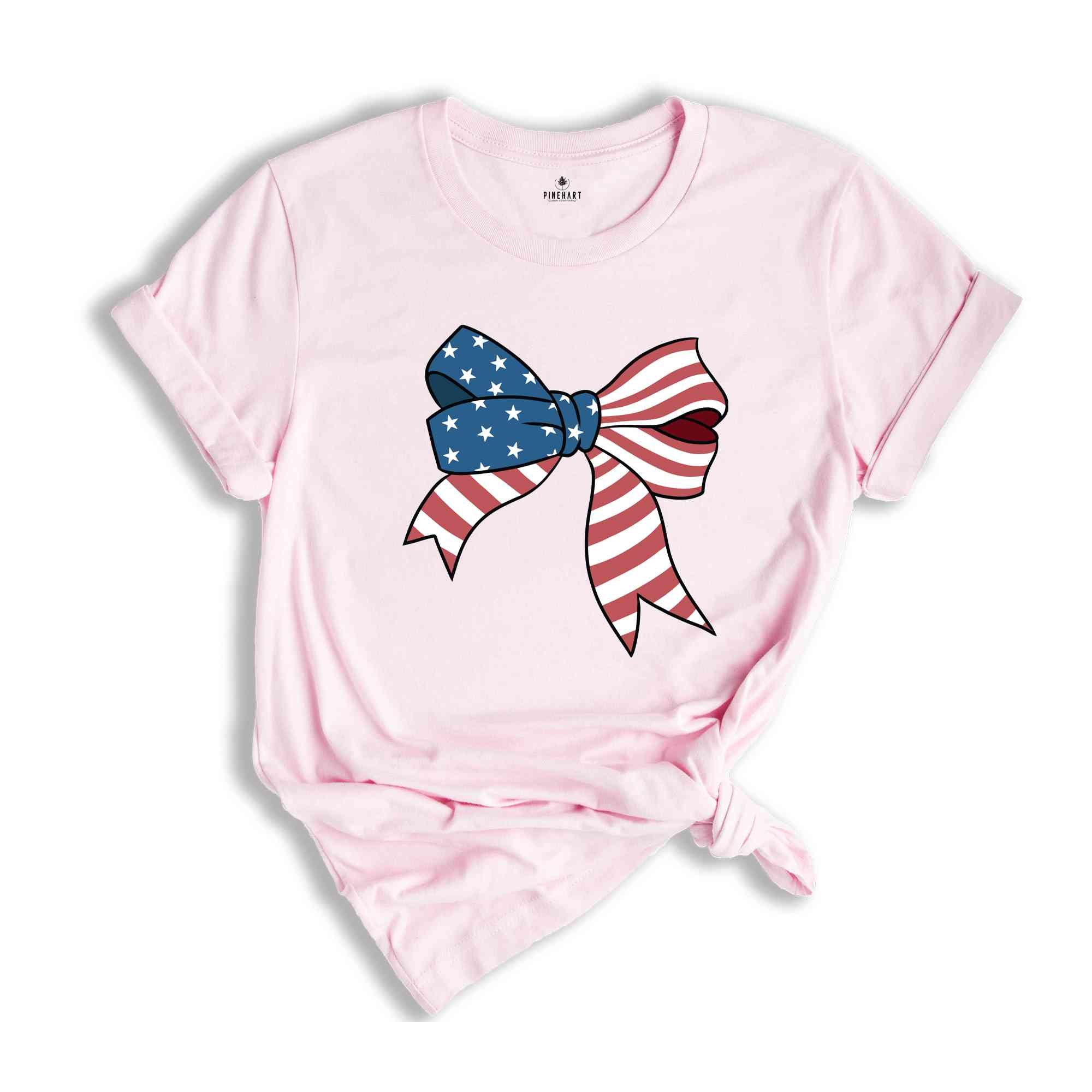 4th Of July Bow Shirt, 4th Of July Shirt, American Flag Bow, Bow Shirt, USA Shirt, America Shirt, Patriotic Gifts