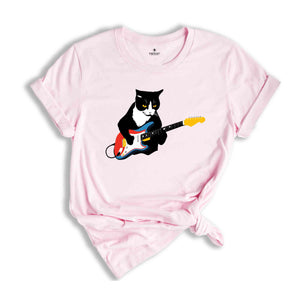 Cat Playing Guitar Shirt, Funny Guitar Shirt, Funny Cat Shirt, Music Shirt, Cat Lovers Shirt, Rock Cat Shirt, Vintage Cat Shirt