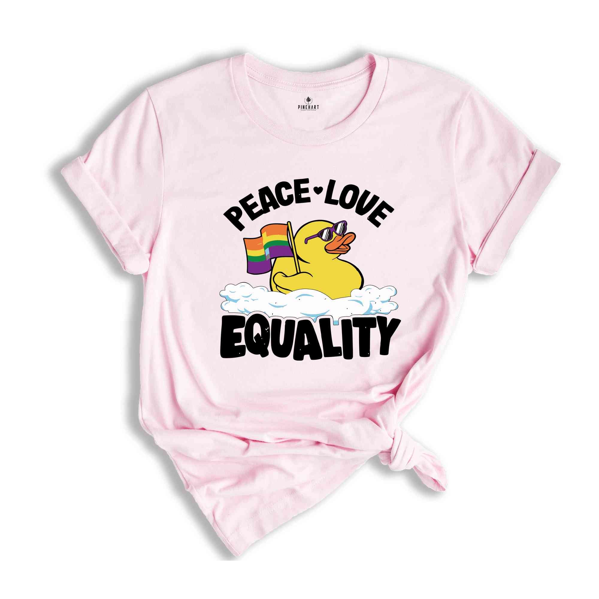 Peace Love Equality Duck Gay Pride Lgbt Shirt, Cute LGBT Shirt, LGBTQ Pride Shirt, Pride Ally Shirt, Pride Flag Shirt, Gay Shirt