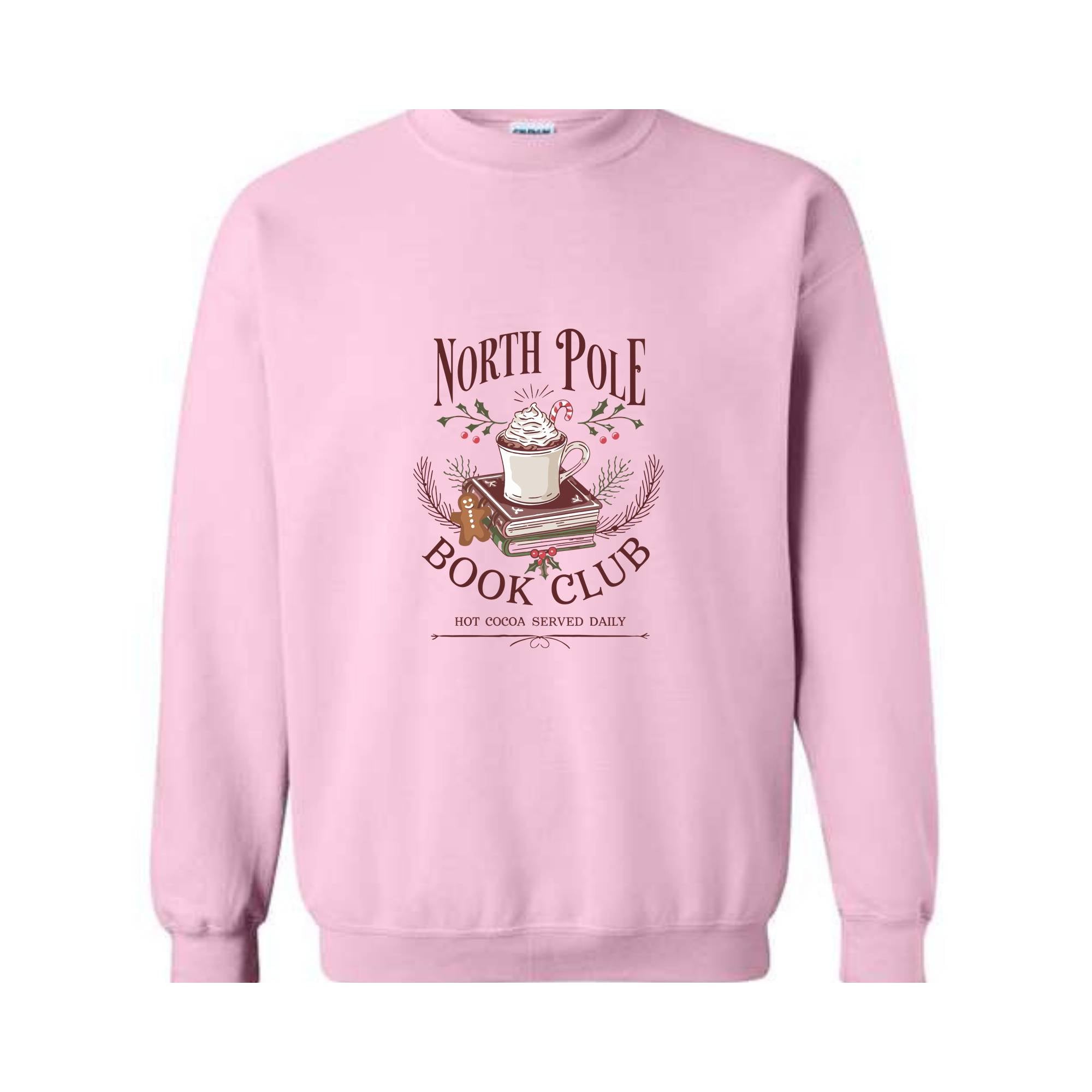 North Pola Book Club Sweatshirt, Hot Cocoa Served Daily Sweatshirt, Christmas Sweatshirt, Books Christmas Sweatshirt, Teacher Sweatshirt