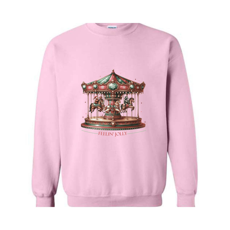 Feelin Jolly Carousel Christmas Sweatshirt, Perfect Holiday Gift, Cozy Winter Sweater, Cute Christmas Sweatshirt, Christmas Party Sweater