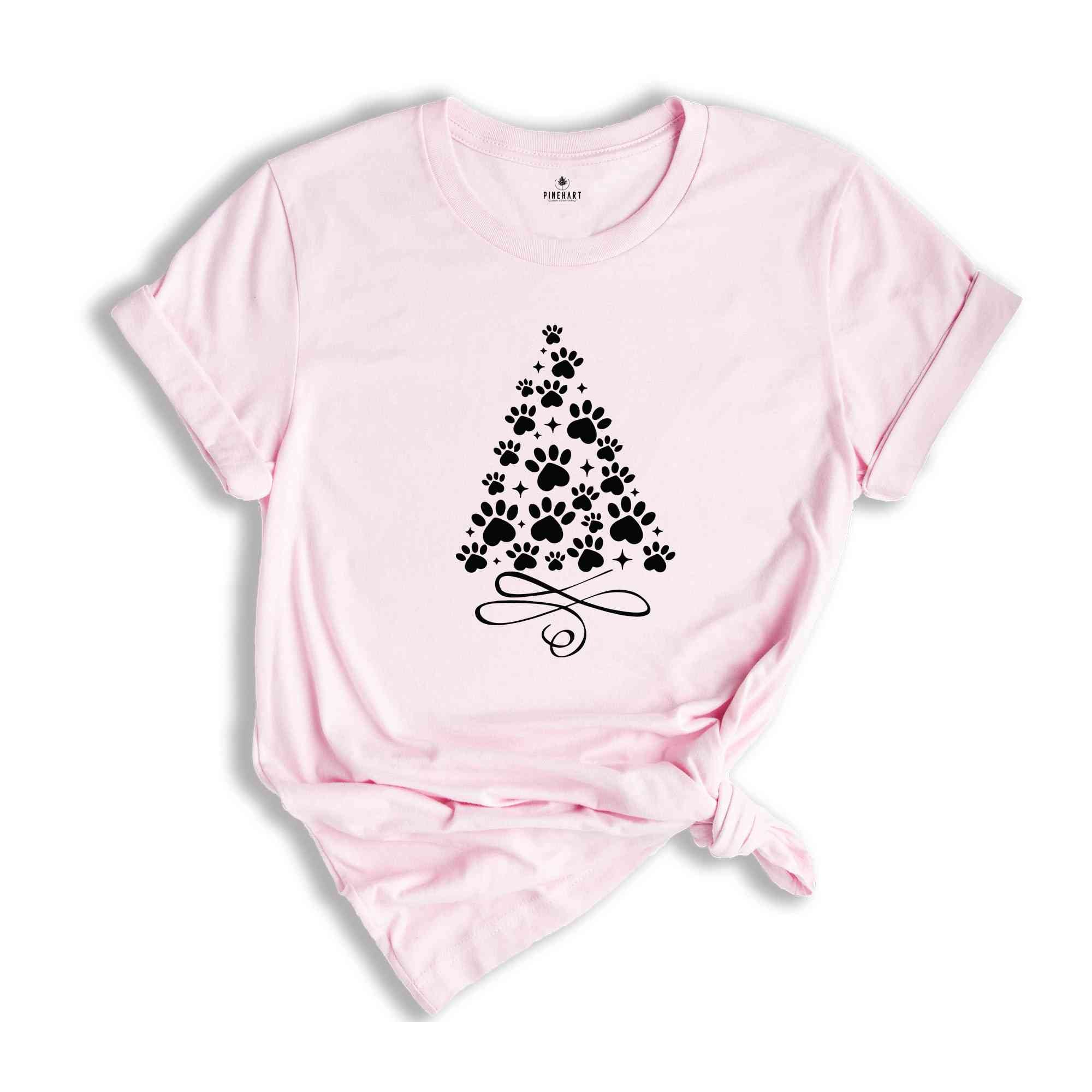 Paw T-Shirt, Christmas Tree Shirt, Dog Paw Tree, Gift For Christmas, Xmas Tee, Pet Lover Gift, Dog Lover Shirt, Xmas Gift