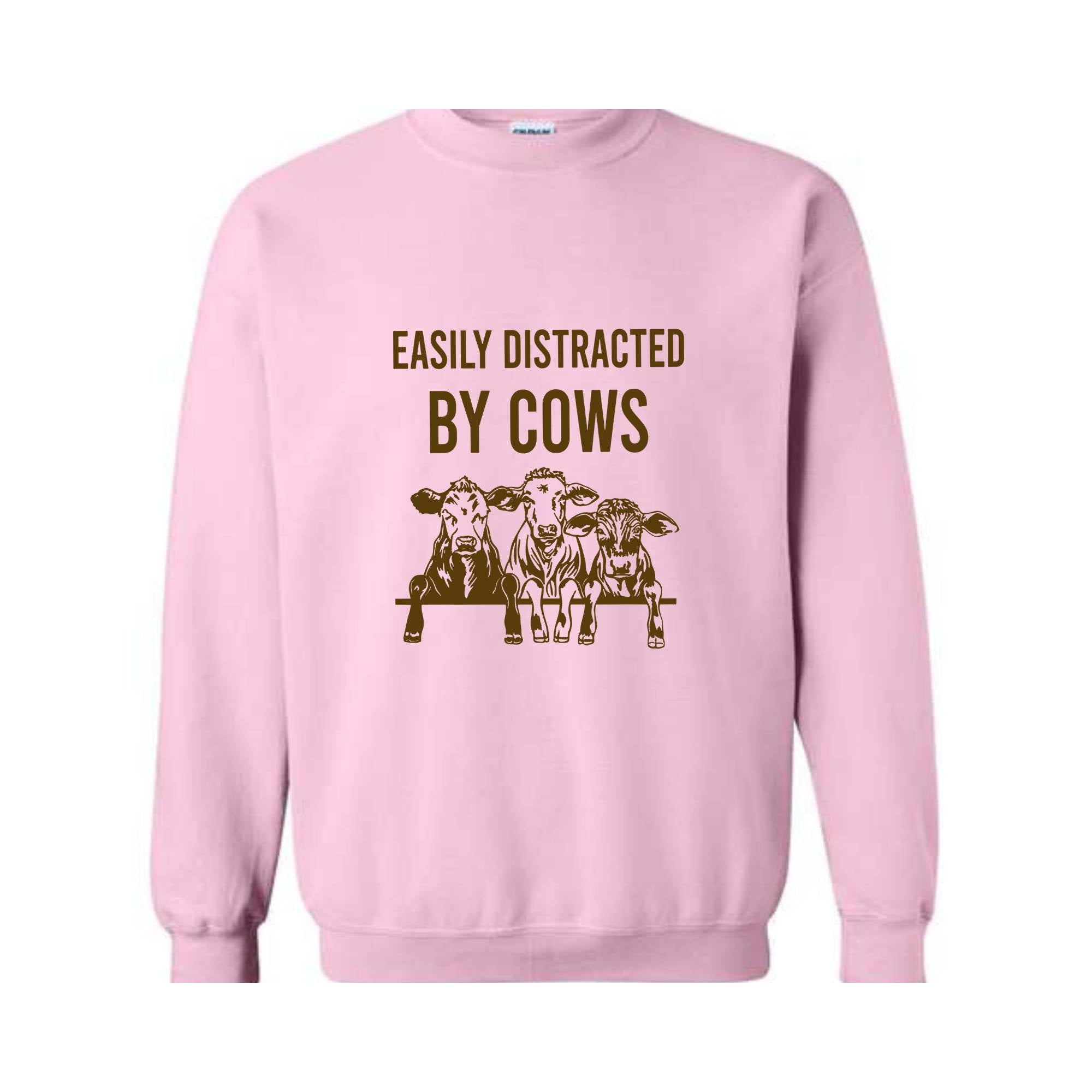 Easily Distracted By Cows Shirt, Women's Funny Country Hoodie, Cowgirl Sweatshirt, Humorous Saying Sweater, Cow Shirt, Farm Love Shirt