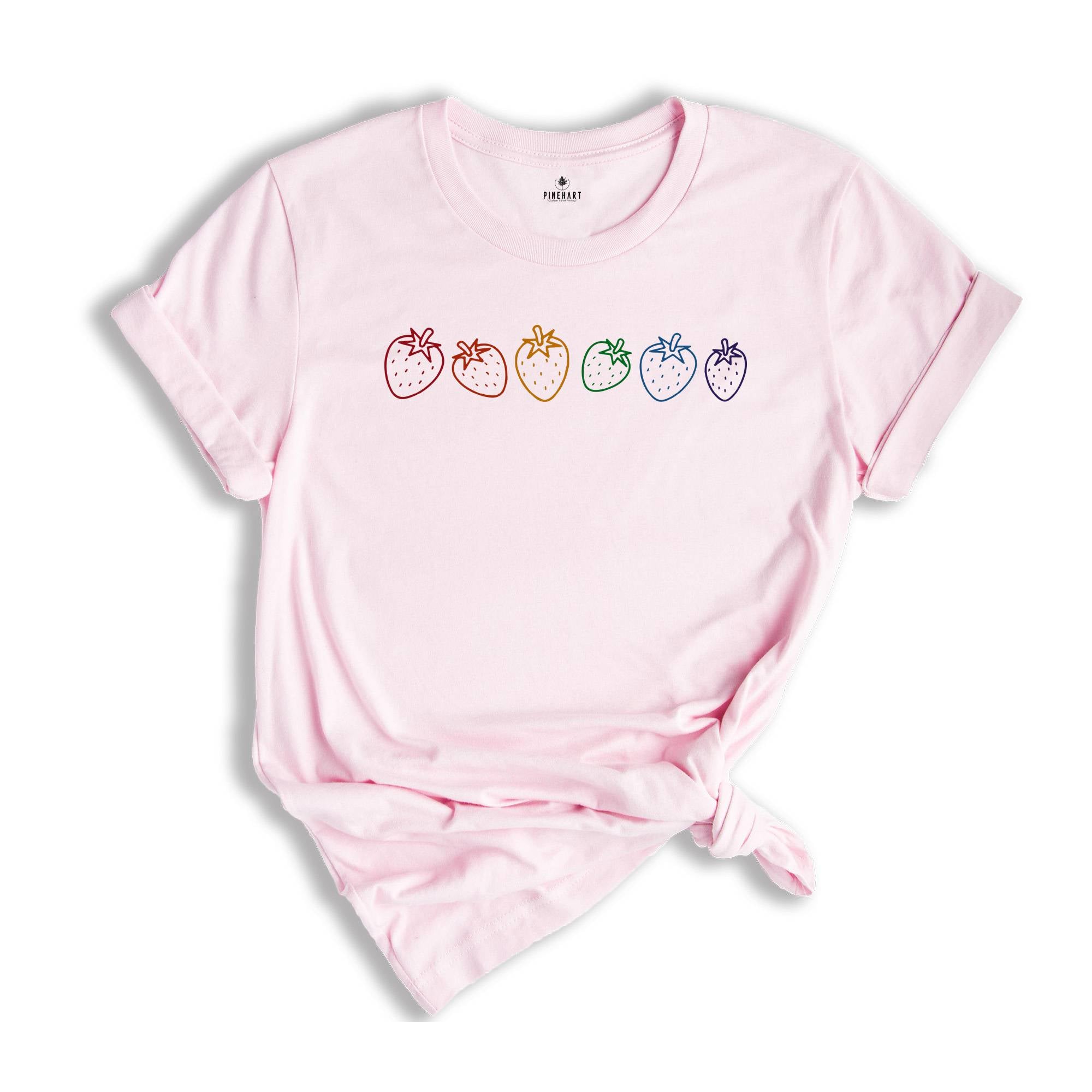 Rainbow Strawberries Shirt, Strawberrie Shirt, Motivational Shirt, Rainbow Heart Shirt, Lgbt Pride Shirt, Pride Parade Shirt